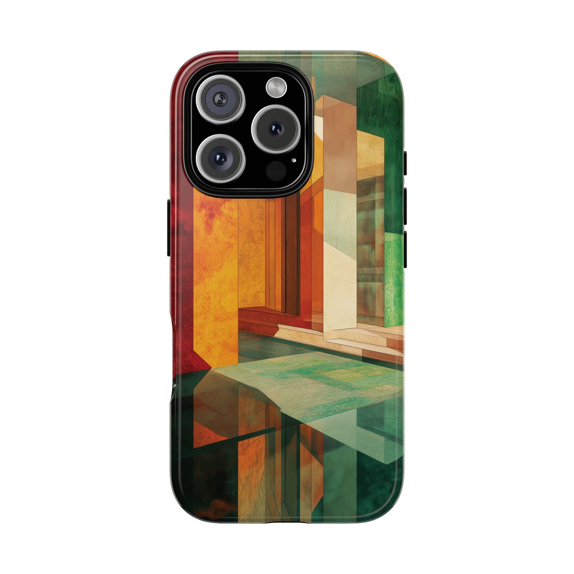Art Deco Frank Lloyd Wright Inspired Usonian Phone Case Geometric Stained Glass Art Deco Marble Gold 13 14 15 16 iPhone Pro Max Galaxy Pixel