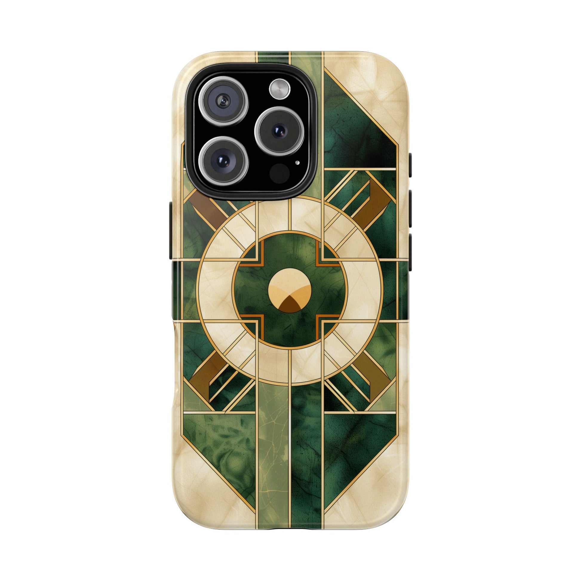Green Frank Lloyd Wright Inspired Phone Case - Geometric Elegance for iPhone Models