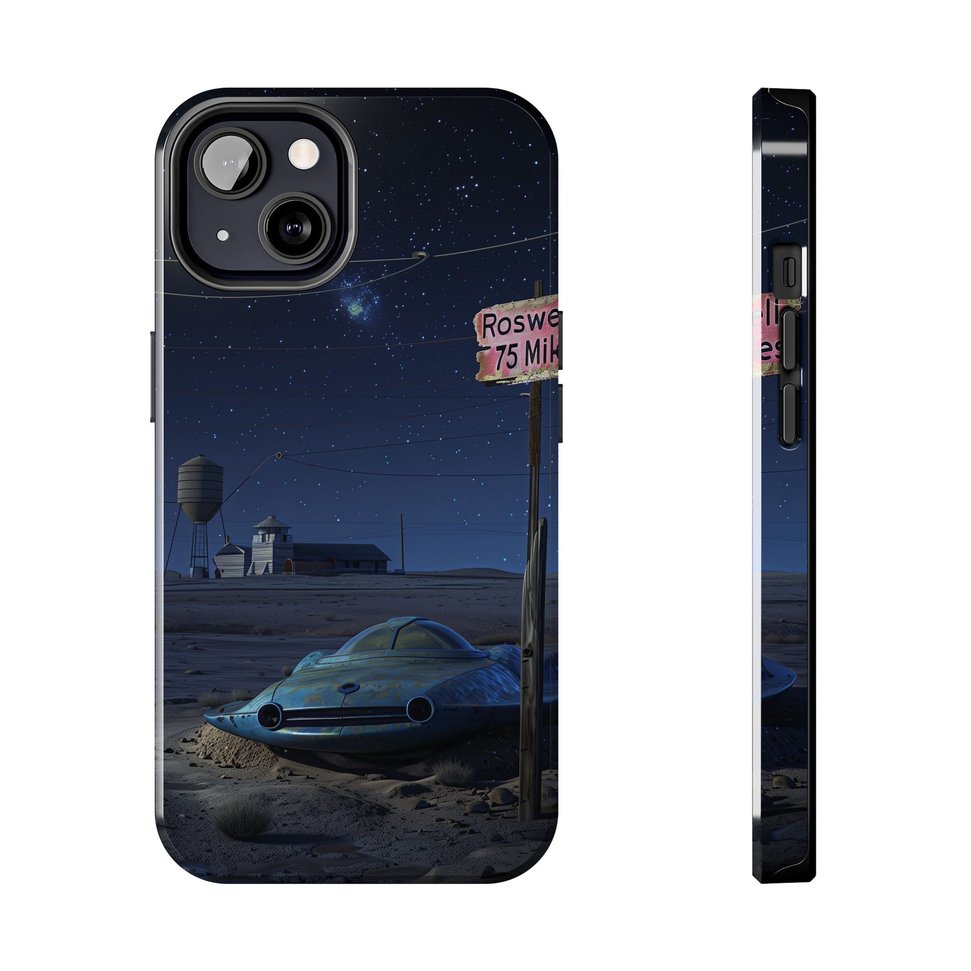 UFO Phone Case, Tough iPhone Case, Roswell UFO Crash Phone Case, Alien Invasion Design, Extraterrestrial iPhone Cover, Unique Sci-Fi Gift