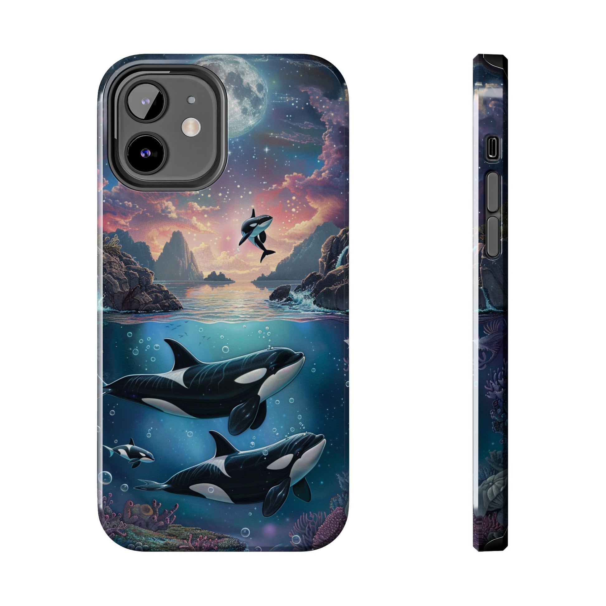 Orca Killer Whales Phone Case Night Sky Space Stars Artwork Wayland Frank Ocean Life Durable and Mesmerizing iPhone 14 15 16 Pro Max Galaxy