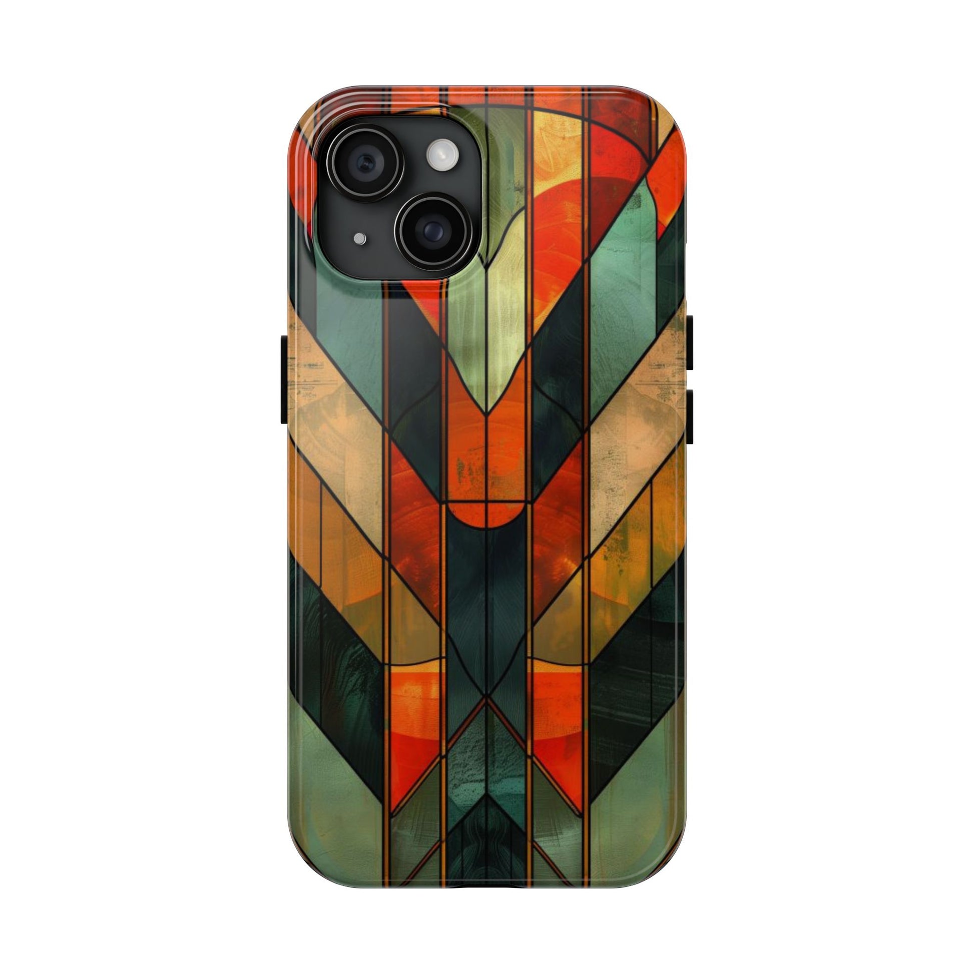 Noir Art Deco Colorful Stained Glass - Durable Dual Layer Iphone Case - Architect Phone Case