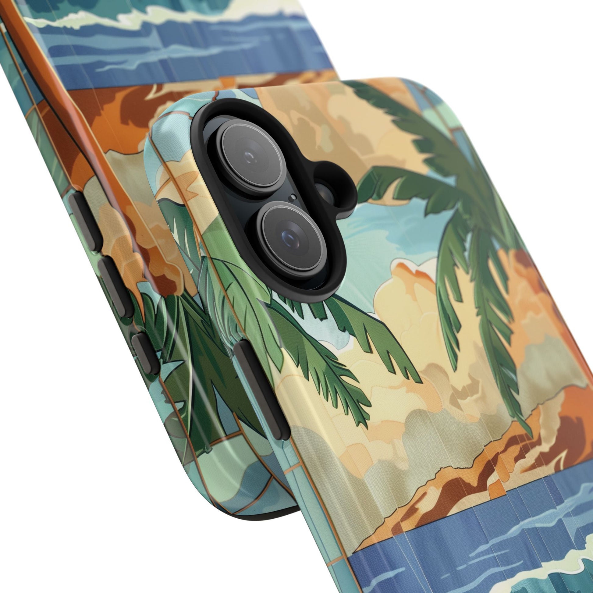 Retro Beach Scene Phone Case, Vintage Tropical Ocean iPhone Case, Summer Beach Phone Cover for iPhone, iphone 15 pro max