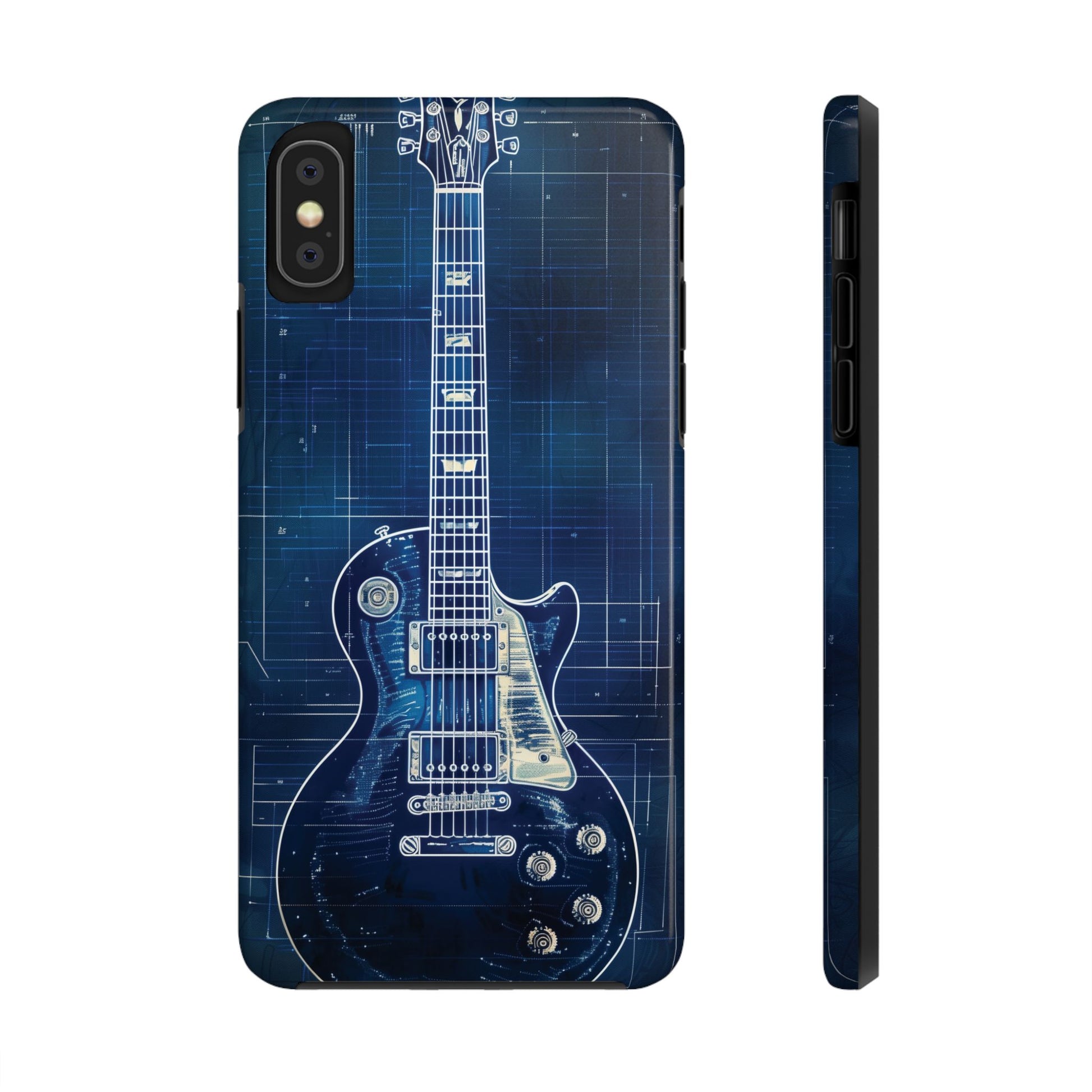 Guitar Phone Case, Guitar Blueprint iPhone Cover, Vintage Guitar Design, Custom iPhone Covers, Rock Music Phone Accessories, Musician Gift