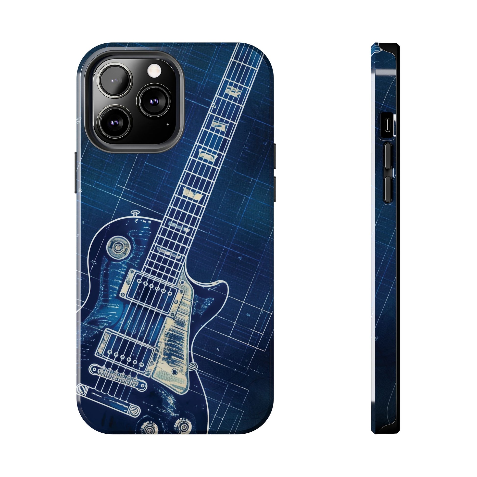 Guitar Phone Case, Guitar Blueprint iPhone Cover, Vintage Guitar Design, Custom iPhone Covers, Rock Music Phone Accessories, Musician Gift