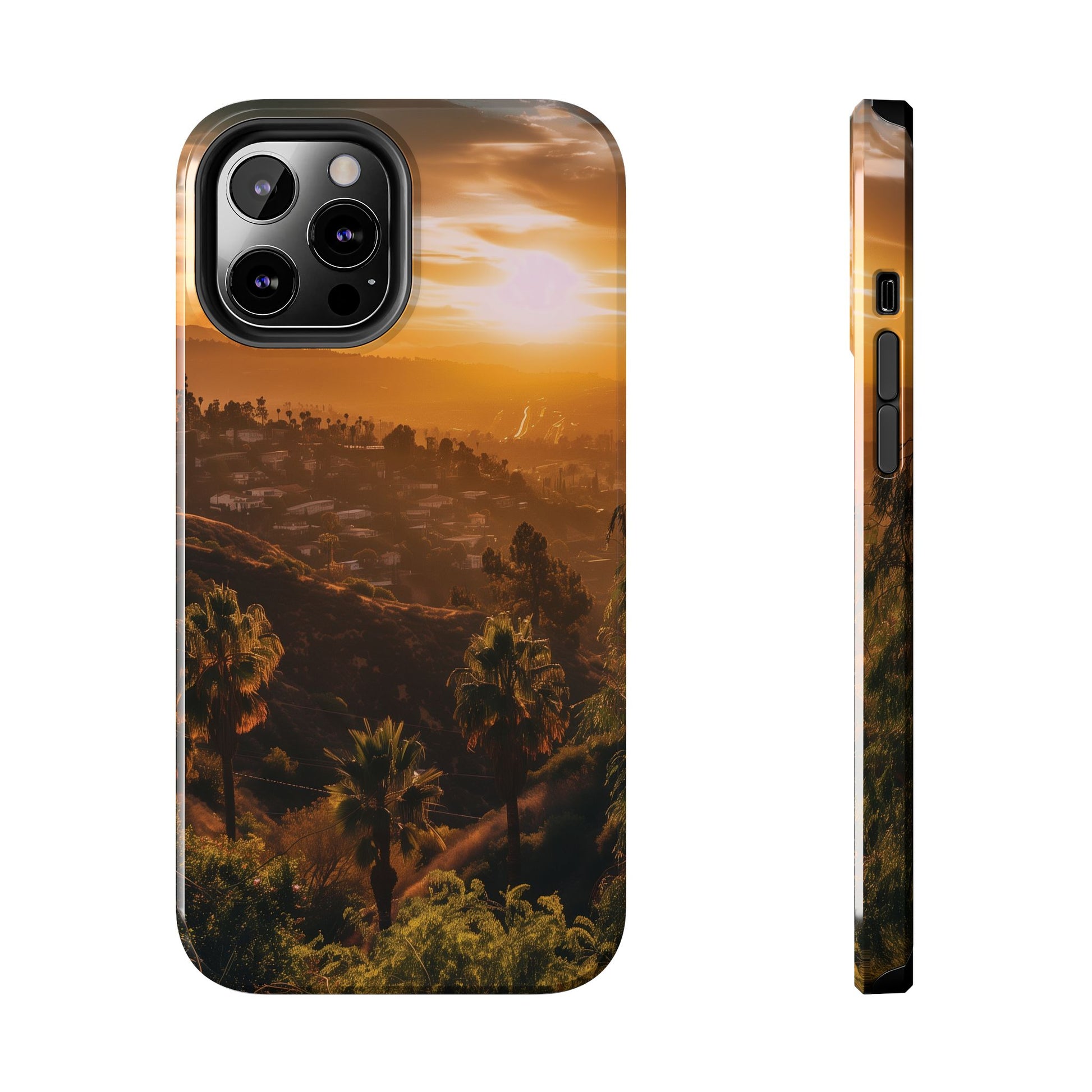 Los Angeles Sunset iPhone Case, Golden Hour Scenic View, Hollywood Hills Sunset Phone Case, Palm Trees Phone Case, iphone 15 pro max case