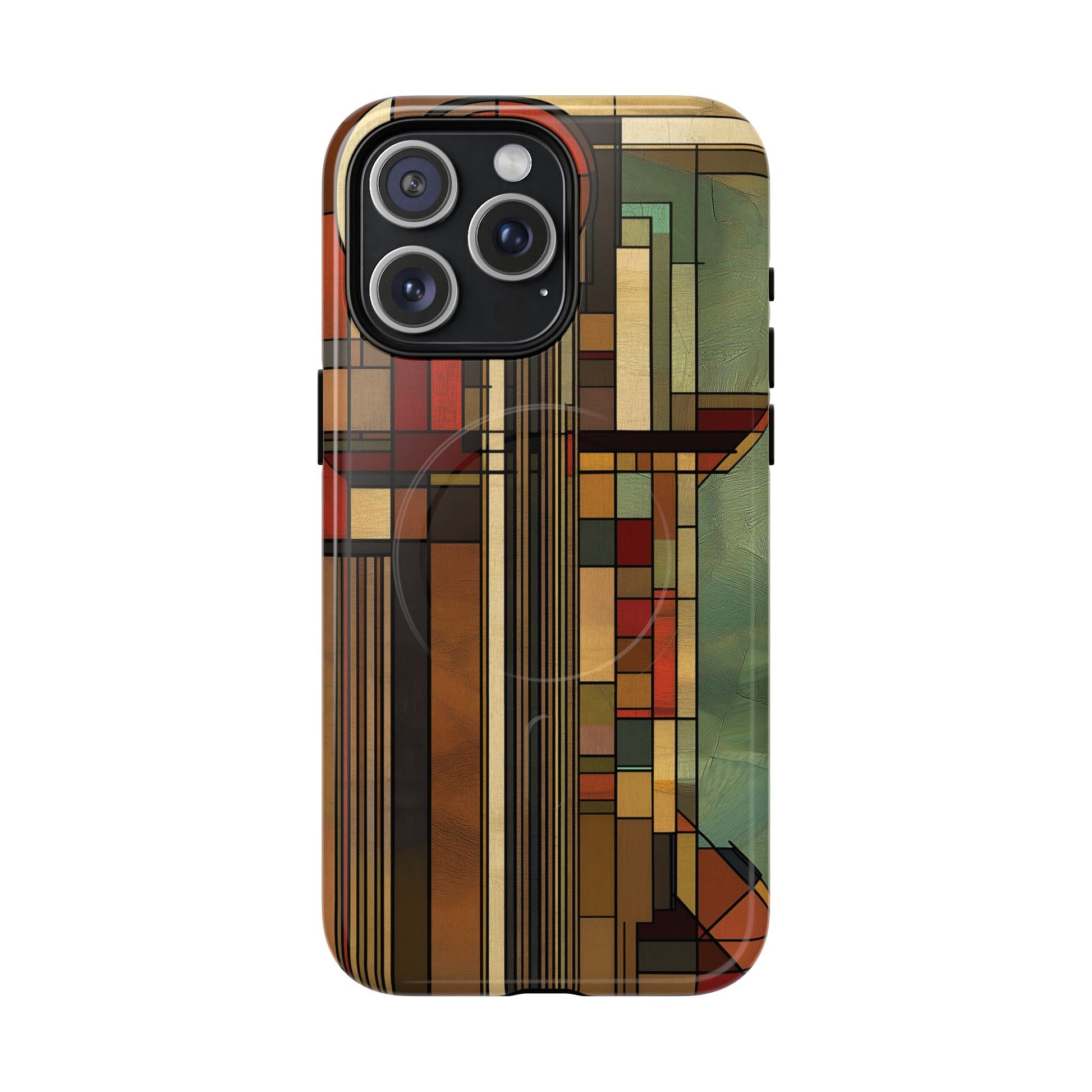 Magsafe Prairie Style Frank Lloyd Wright Usonian Phone Case Geometric Stained Glass Art Deco Marble 14 15 16 iPhone Pro Max