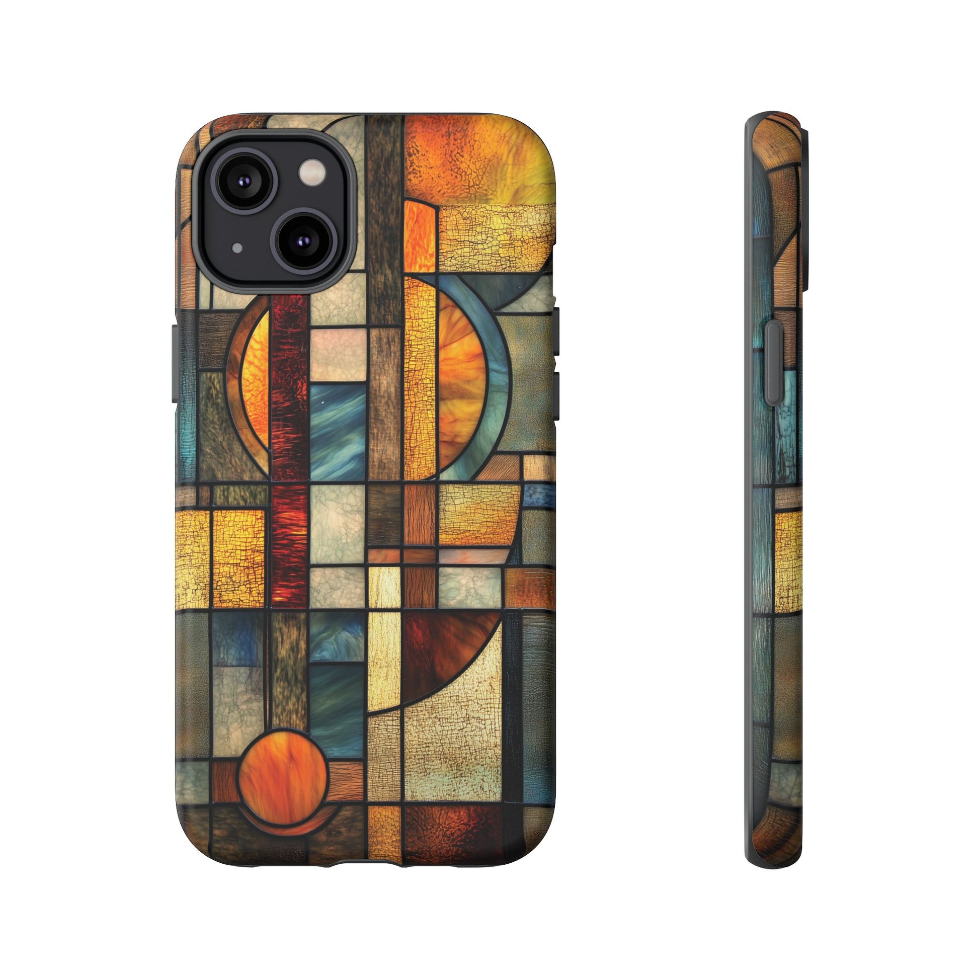 Art Deco Mosaic Stained Glass Phone Case Frank Lloyd Wright Cottage Core Usonian Prairie Style Geometric Stylish  iPhone 14 15 16 Pro