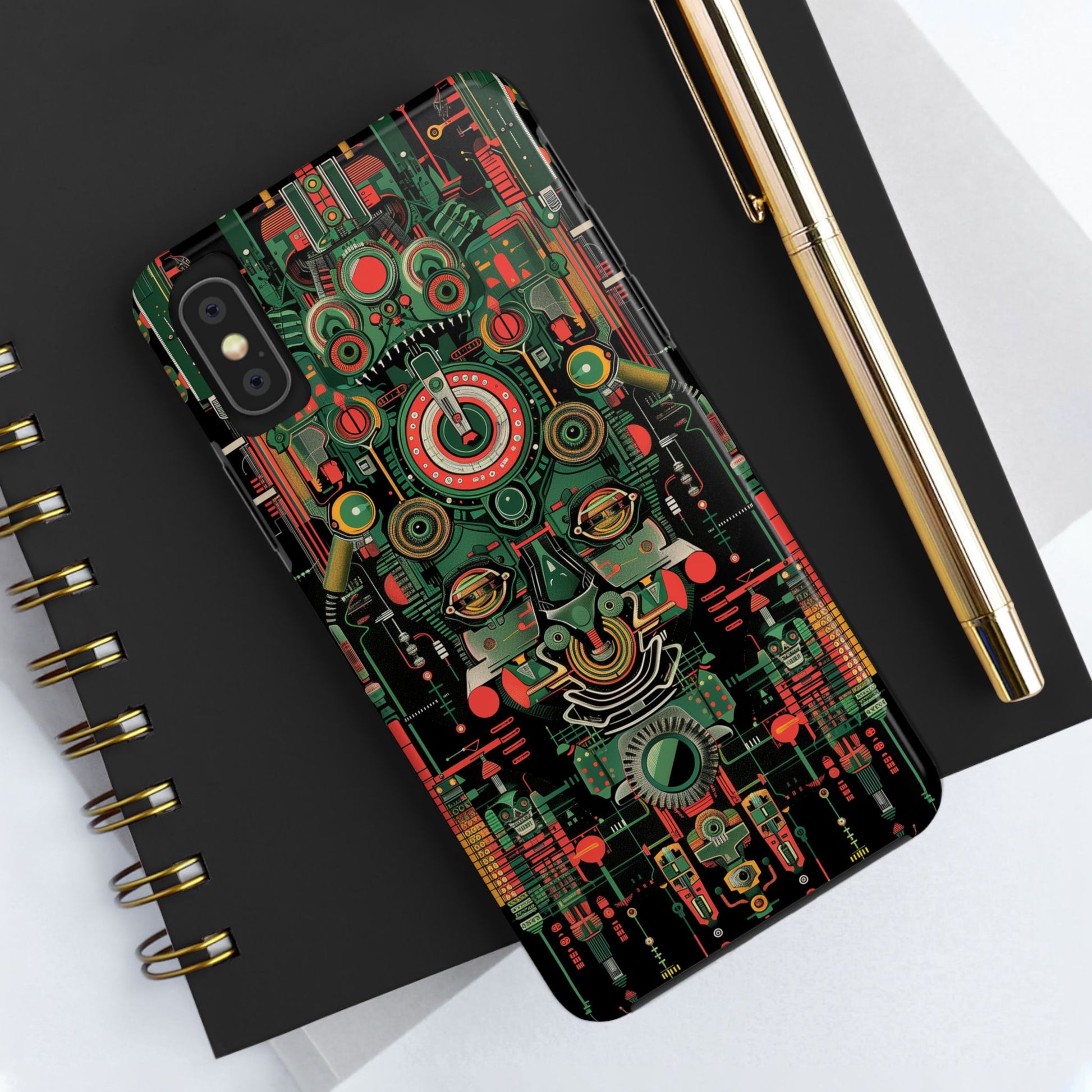 Art Deco Robot Head iPhone Case - Sci-Fi Inspired Cover - Futuristic Design - Unique Tech Accessory - Futurist Gift - Art Deco Robot