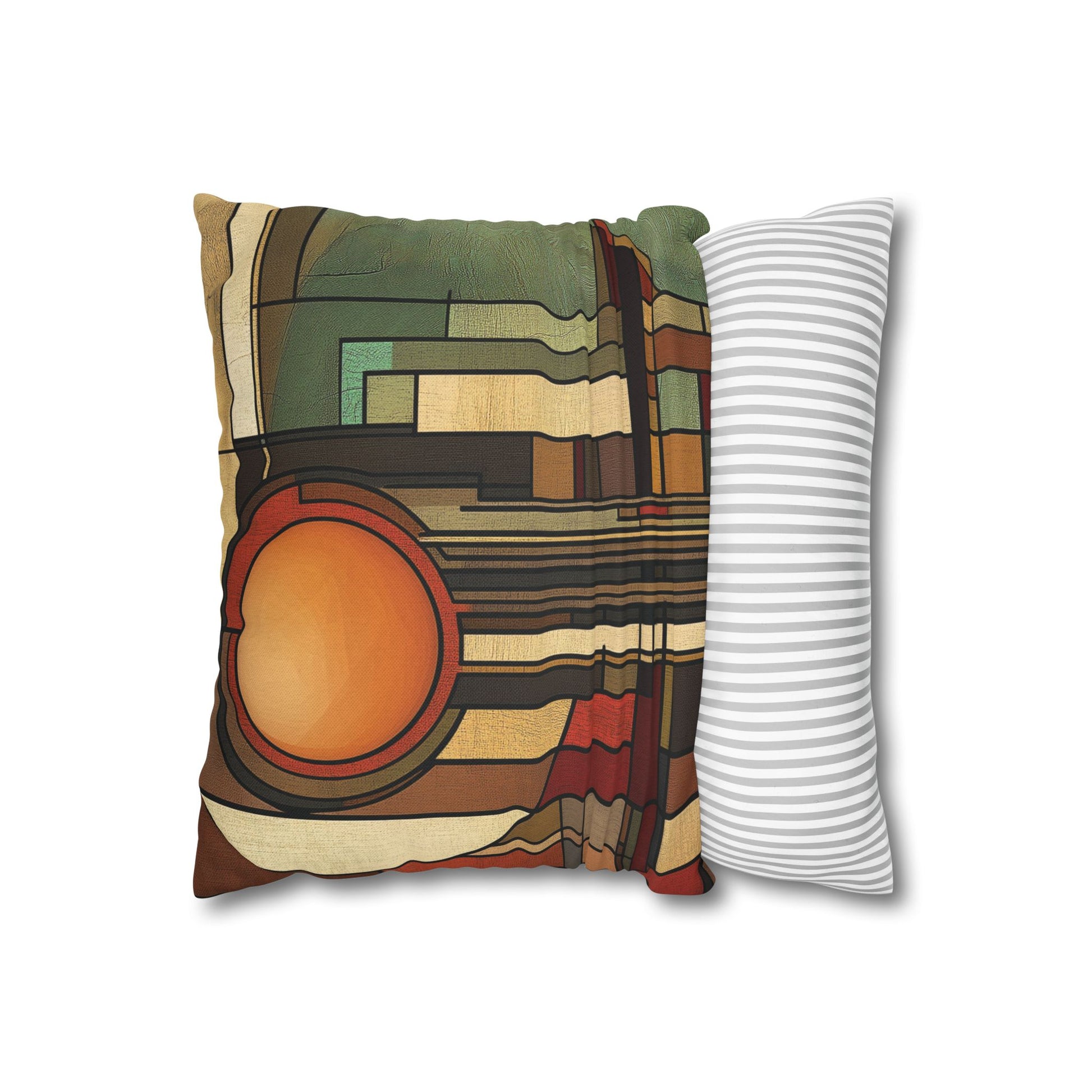 Art Deco Pillowcase, Frank Lloyd Wright Prairie Style, Usonian Nature Designer Mission Style, Perfect Gift for Home - Square Pillow, Home