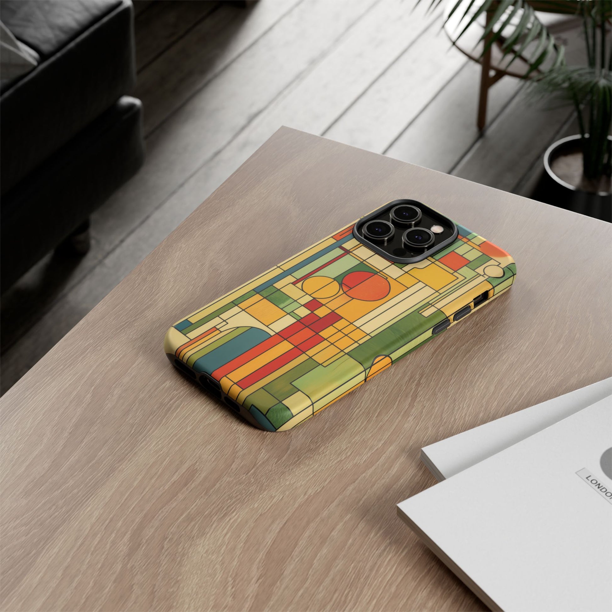 Frank Lloyd Wright Inspired Prairie Style Usonian Phone Case Geometric Stained Glass Art Deco 13 14 15 16 iPhone Pro Max Galaxy Pixel