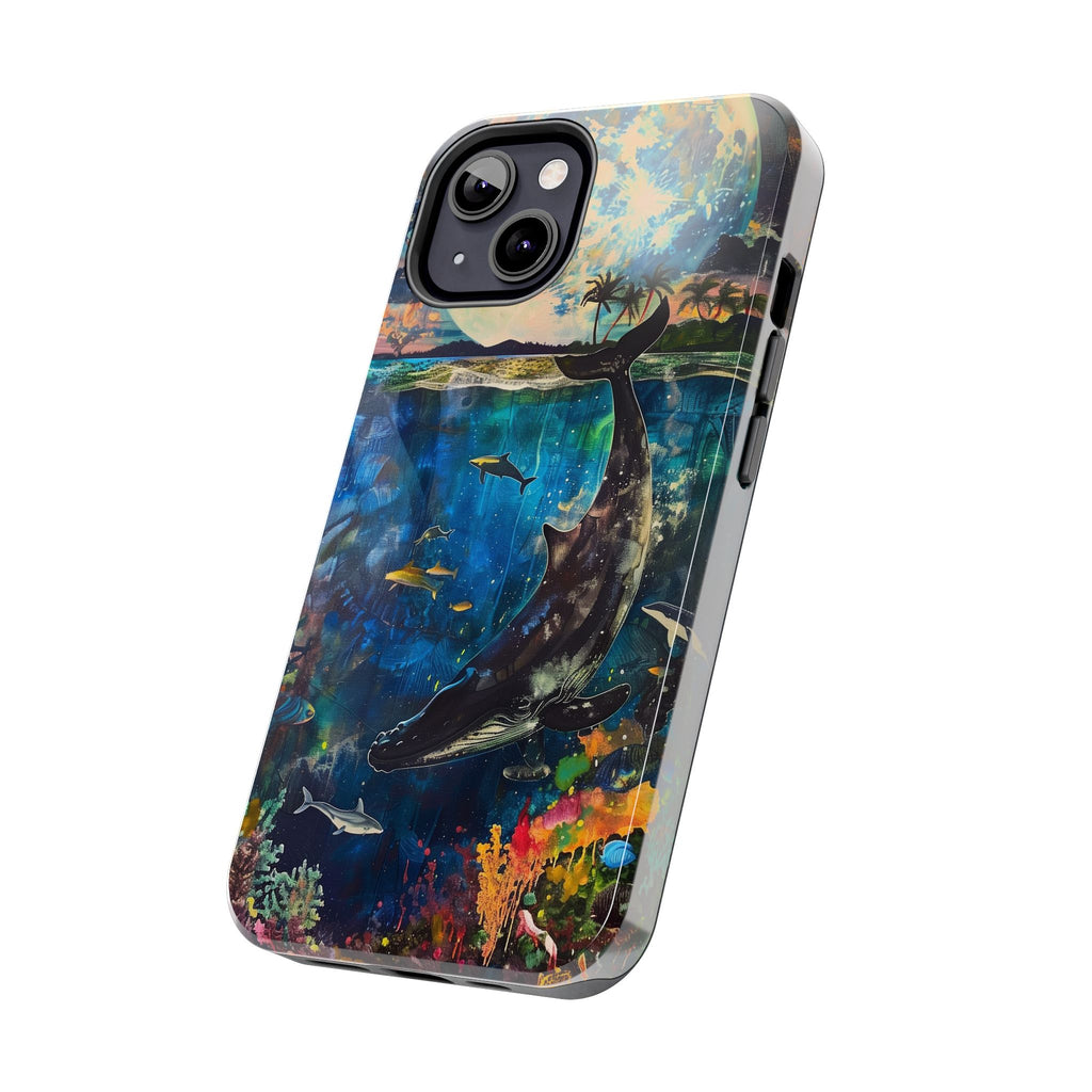 Abstract Moonlit Whale Underwater Phone Case - Durable and Stunning Protective Cover