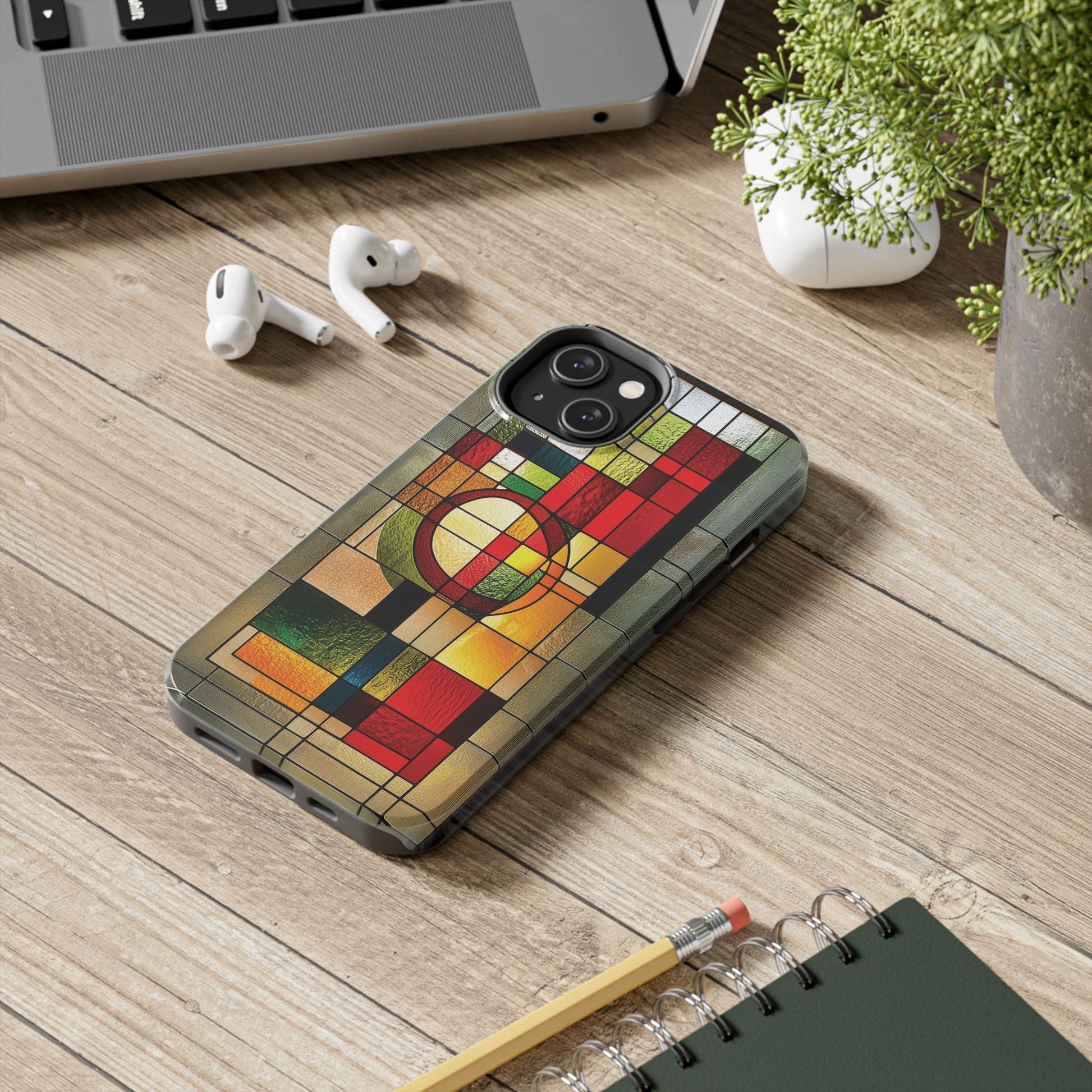 Realistic Stained Glass Phone Case Artistic iPhone Case Architectural Design, Art Deco iphone Case, iPhone 15 Pro Max Samsung Galaxy S23