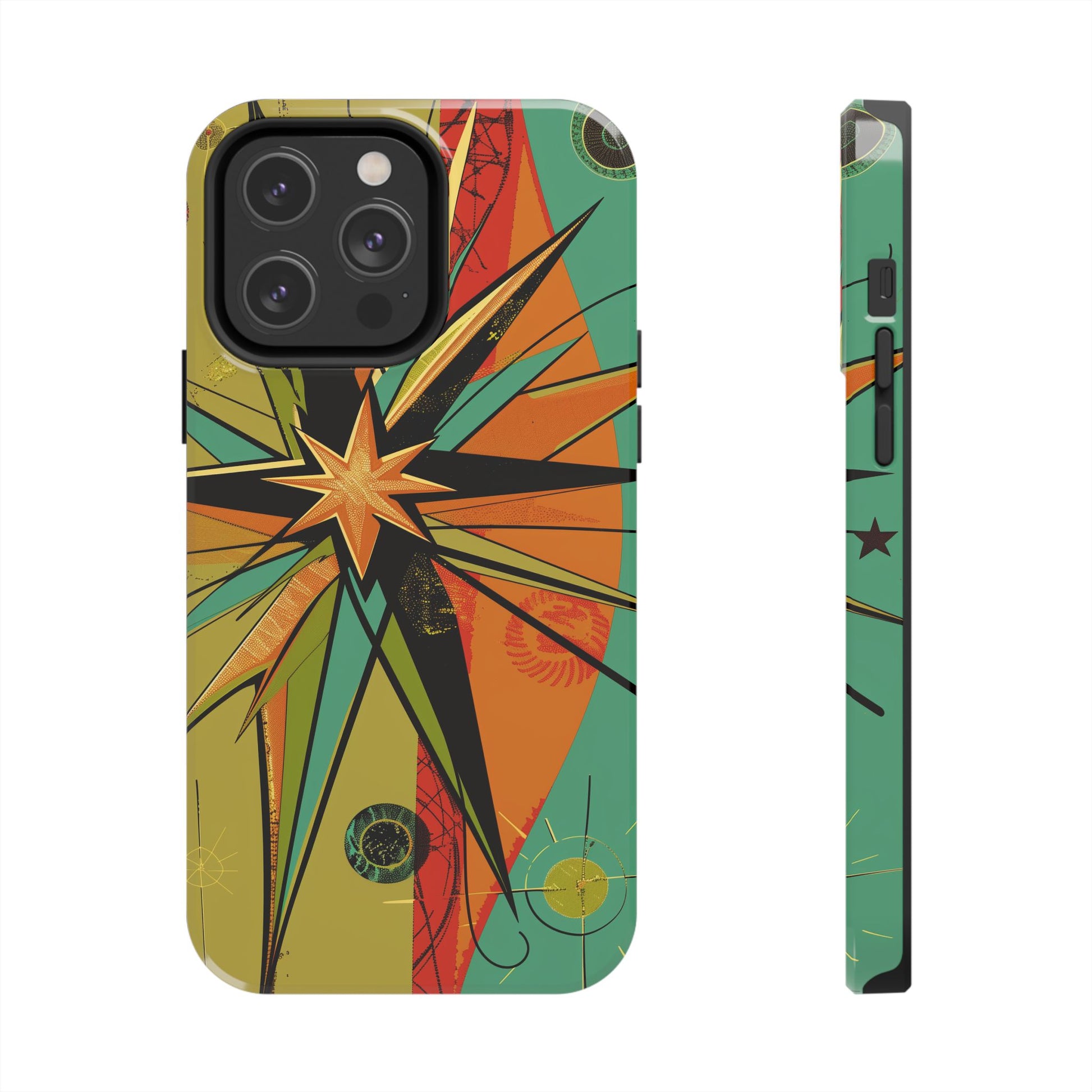 Mid Century Modern Star Design Phone Case, Earth Tone Colors, Retro Style Smartphone Cover, Vintage Phone Case, iPhone 14 Case, Apple iPhone