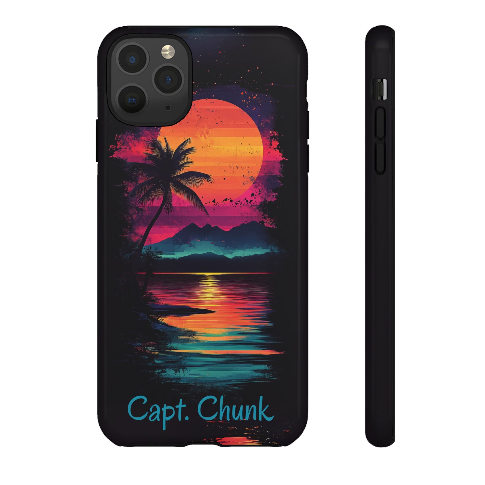 Custom Personalized Retro Palm Tree Sunset Phone Case iPhone 14 15 16 Pro Max Galaxy S24 Google Pixel Mountain Beach Fantasy Surfing Neon