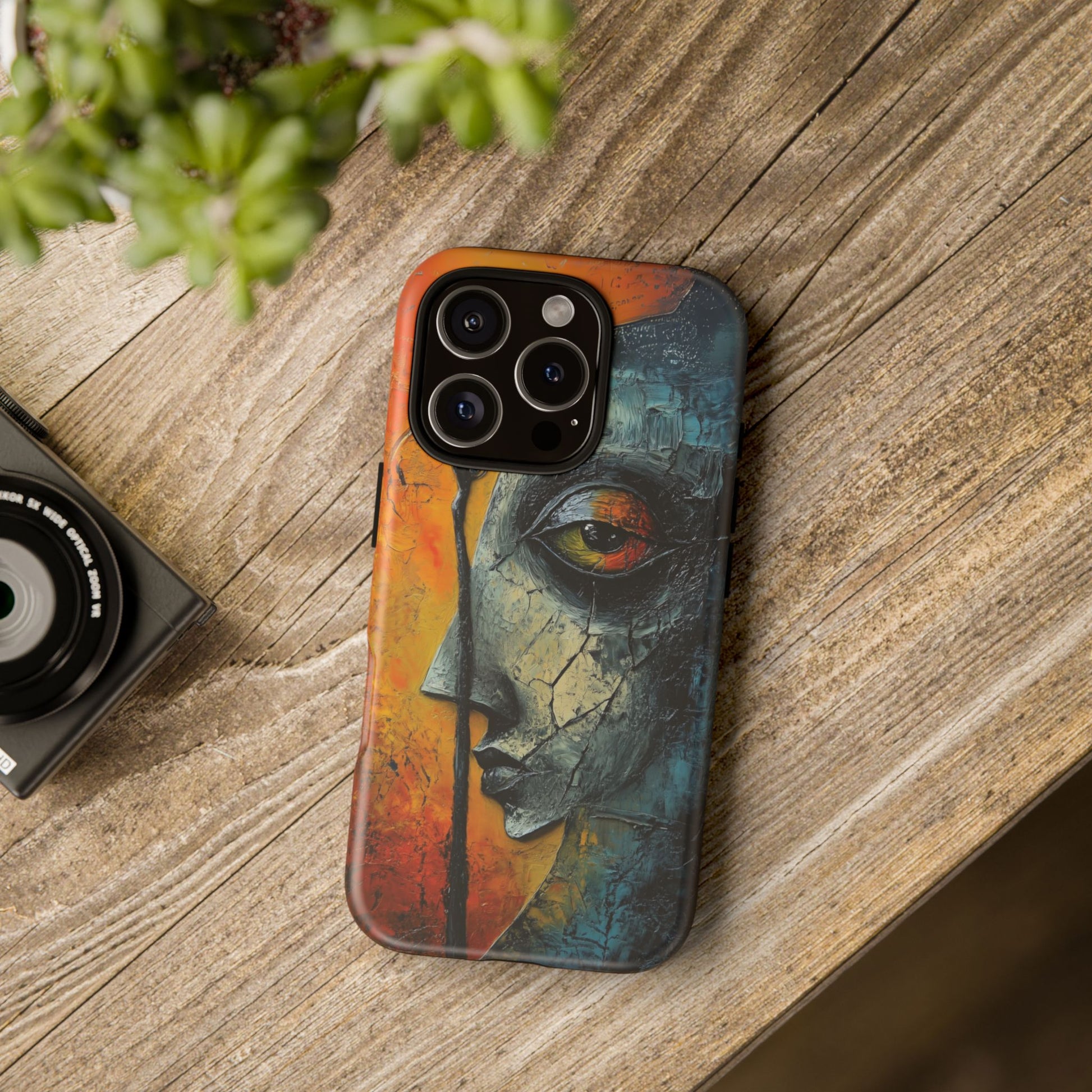 Surrealist Art Phone Case Salvador Dali Style Face Tough Case Unique Artistic 3D Textured Look Surrealism Gift Art iPhone 13 14 15 16
