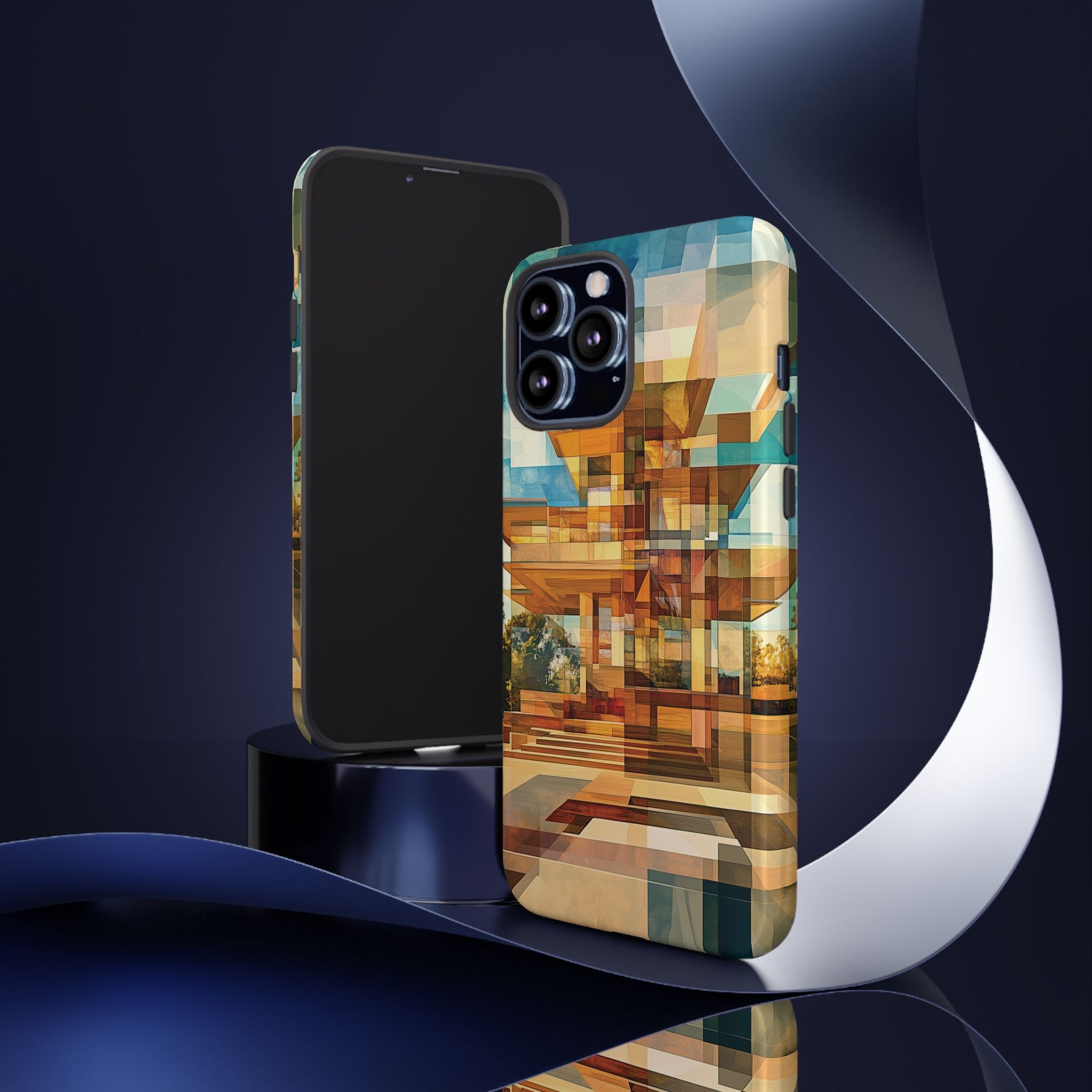 Frank Lloyd Wright Inspired Prairie Usonian Phone Case Geometric Stained Glass Art Deco Marble Gold 13 14 15 16 iPhone Pro Max Galaxy Pixel