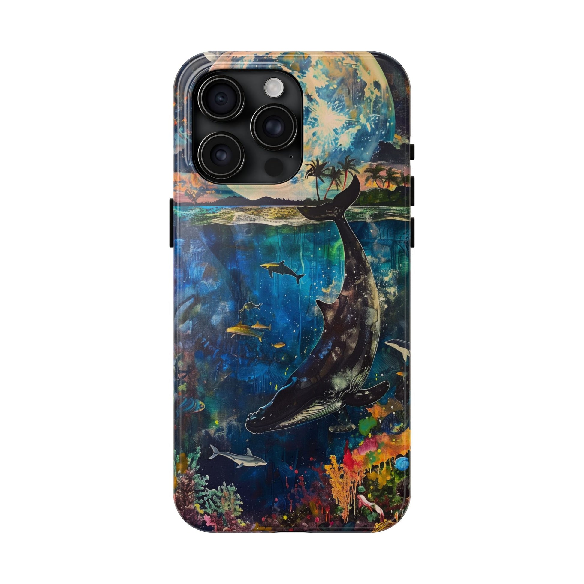 Abstract Moonlit Whale Underwater Phone Case - Durable and Stunning Protective Cover