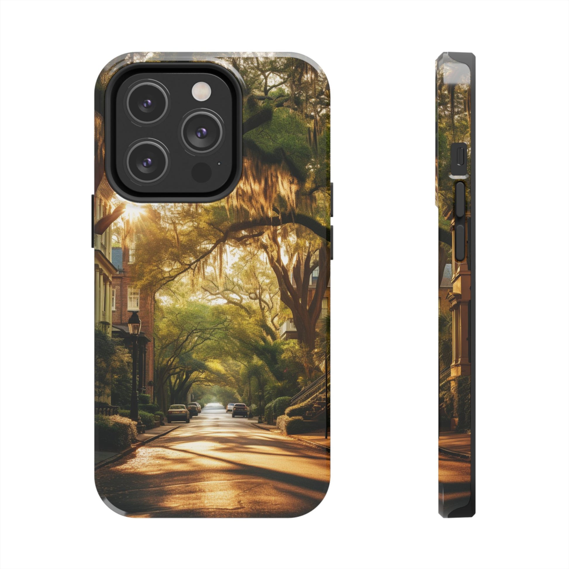 Historic Savannah Georgia Street Scene Phone Case - Unique Protective Cover for iPhone Models, Perfect Souvenir or Gift