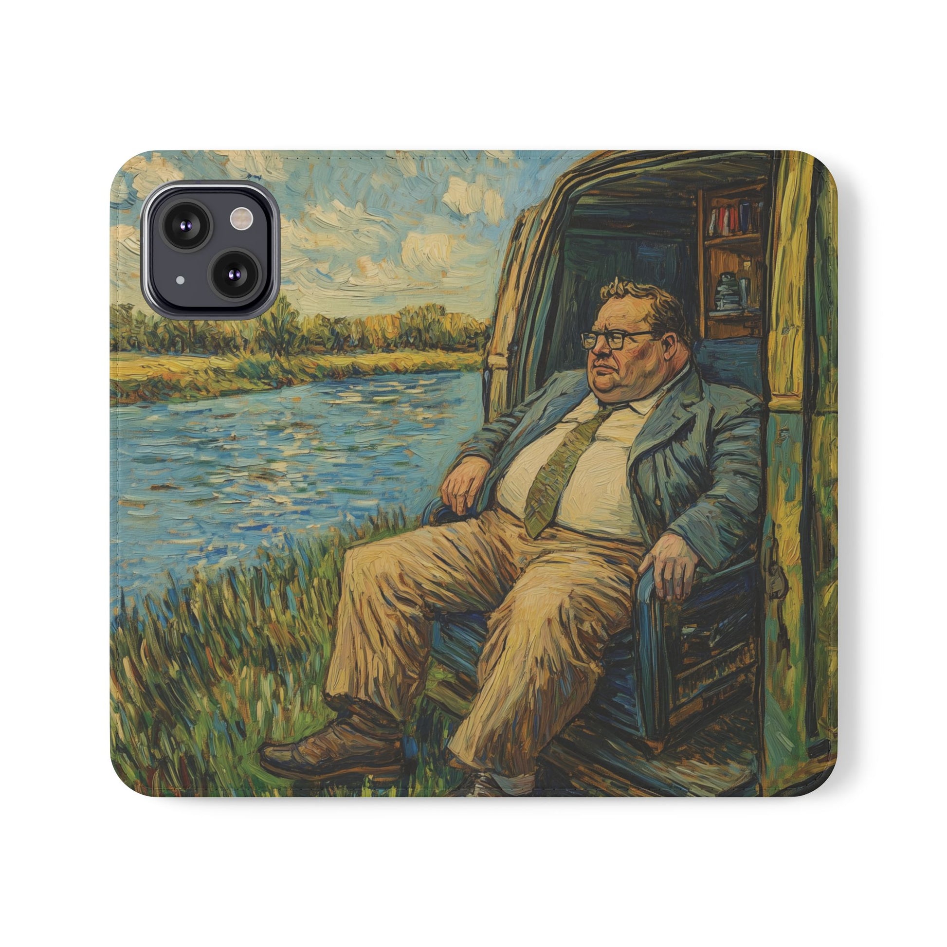 Flip Phone Case A Van Gogh Down by the River Van Gogh Style Sitting River Matte FoleyDecoration iPhone 13 14 15 16 Pro Max Plus Galaxy S21