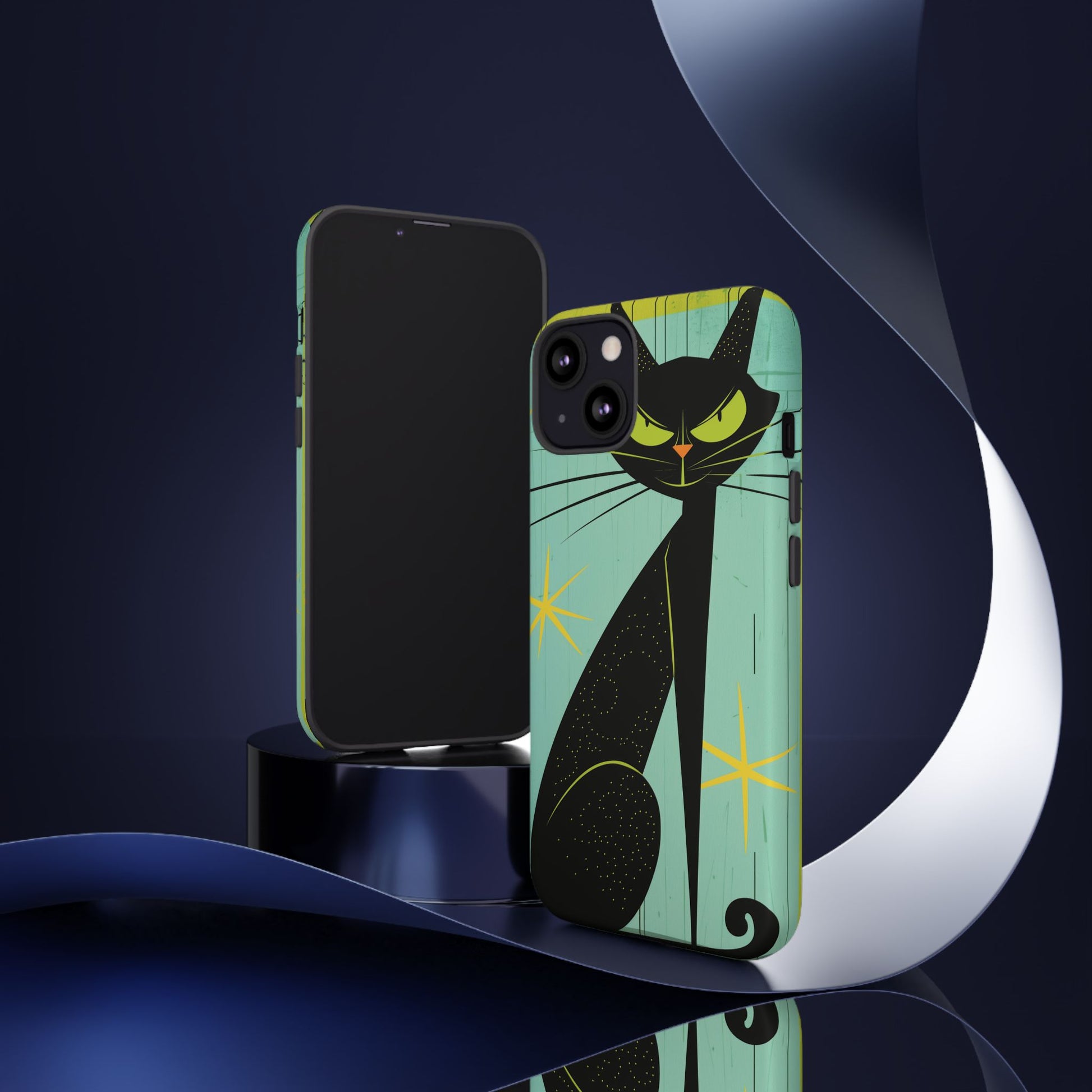 Mid-Century Modern Phone Case, Mid Mod Android Case, Atomic Cats Android Case, Retro Chic Smartphone Cover, Unique Artistic Phone Accessory