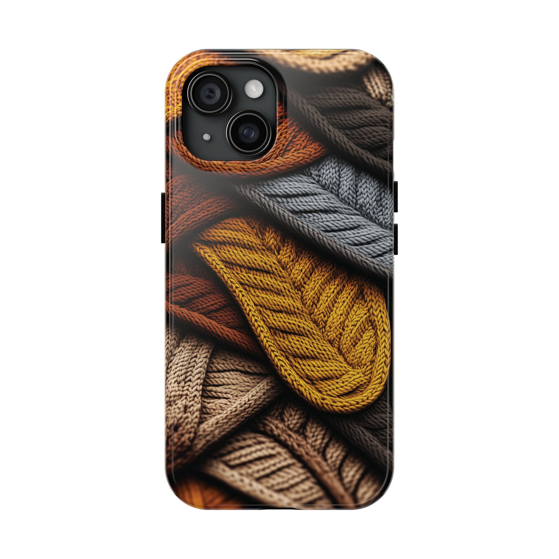 Cottagecore Fall Knit Sweater Cozy Phone Case Boho Embroidered Fall Colors Phone Cover for iPhone 13 14 15 Pro, Samsung Galaxy S22 S23