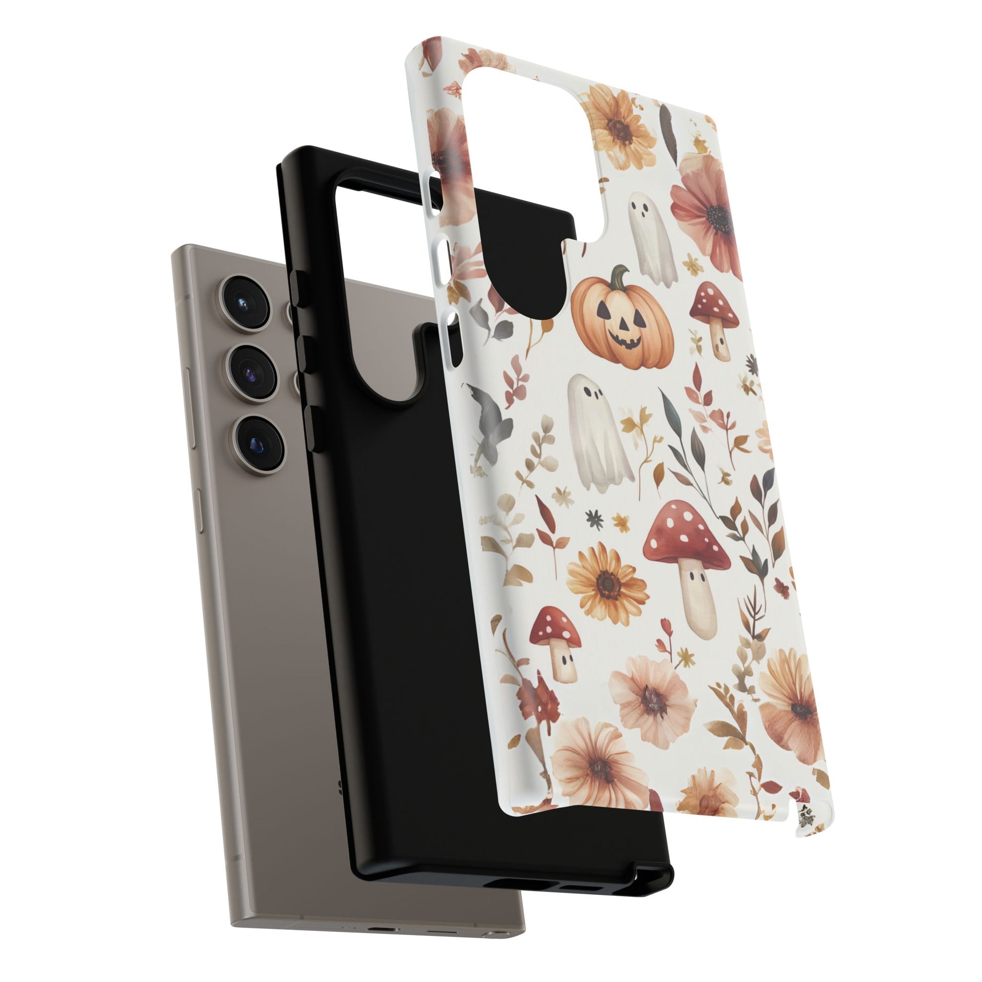 Cottagecore Fall Floral Phone Case for iPhone Samsung Pixel Autumn Pumpkin Tough Case iPhone 16 15 14 13 Pro Max