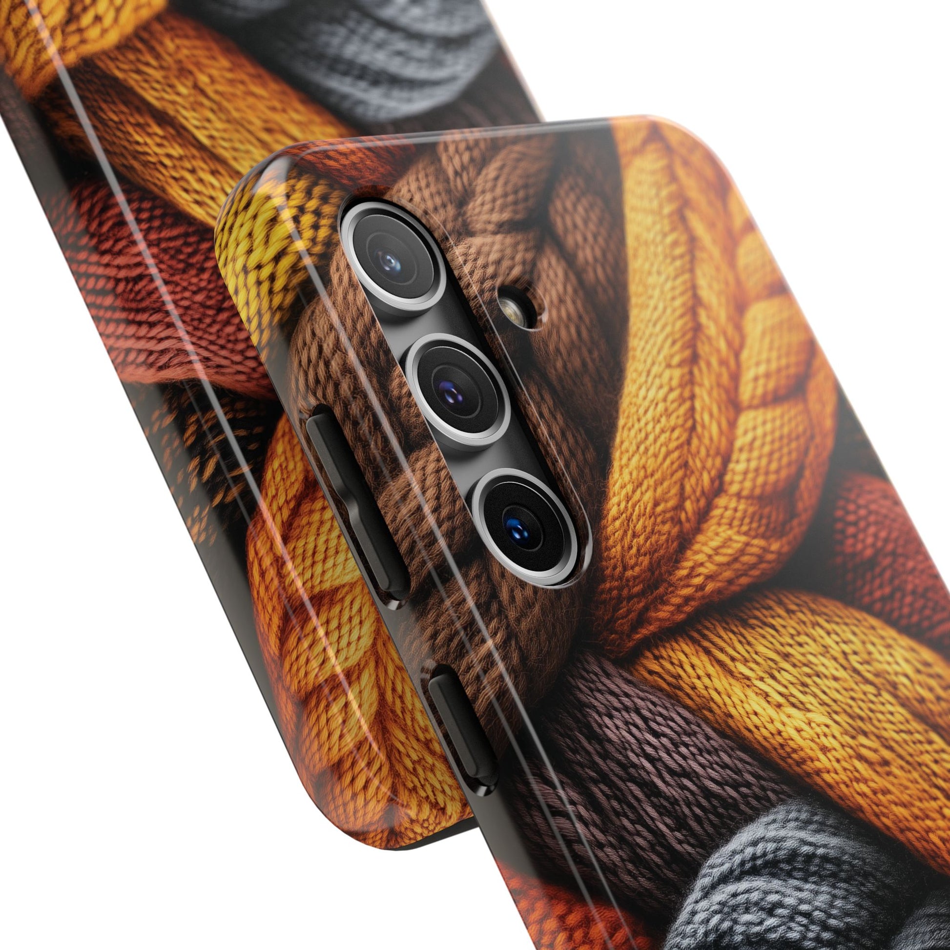 Fall Knit Sweater Cozy Cottagecore Phone Case Boho Embroidered Fall Colors Phone Cover for iPhone 13 14 15 Pro, Samsung Galaxy S22 S23
