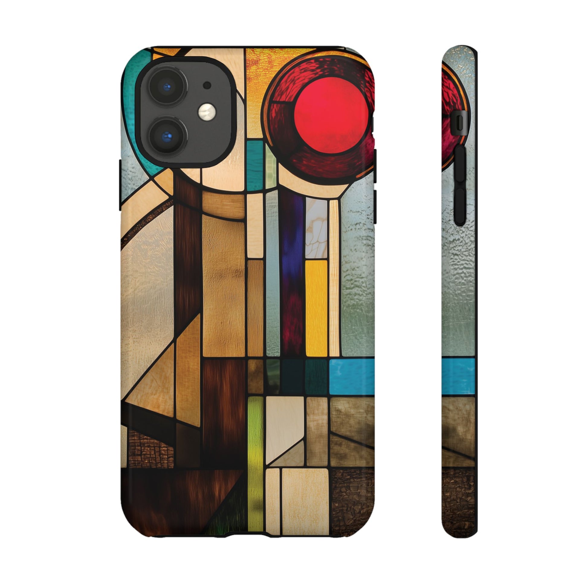 Stained Art Deco Glass Phone Case Frank Lloyd Wright Cottage Core Usonian Prairie Style Geometric Stylish  iPhone 14 15 16 Pro
