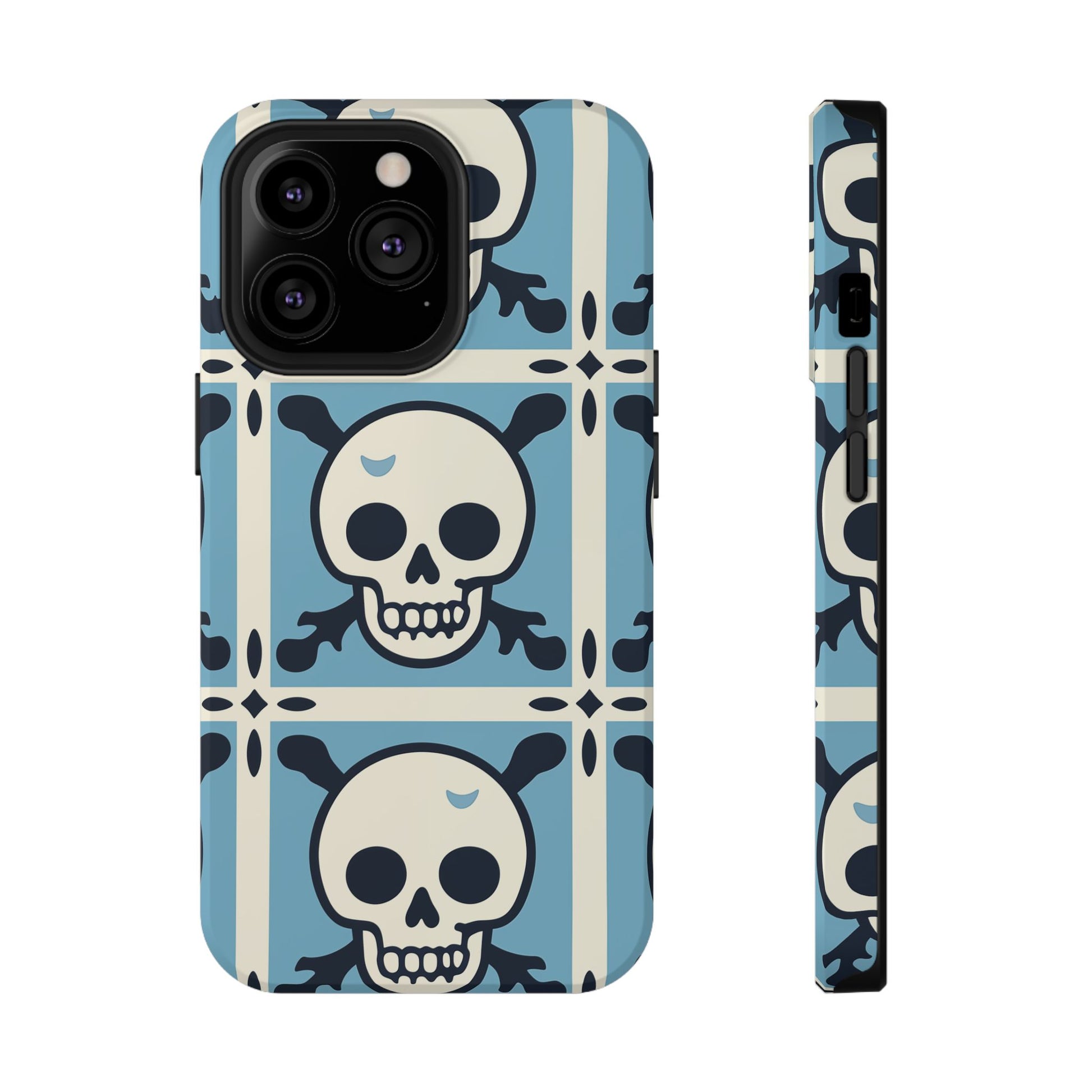 Cute Skull Phone Case Sugar Skull Ghingham Impact-Resistant Cover Goth Skull, Halloween Gift iphone 13 14 15 16 Pro Max