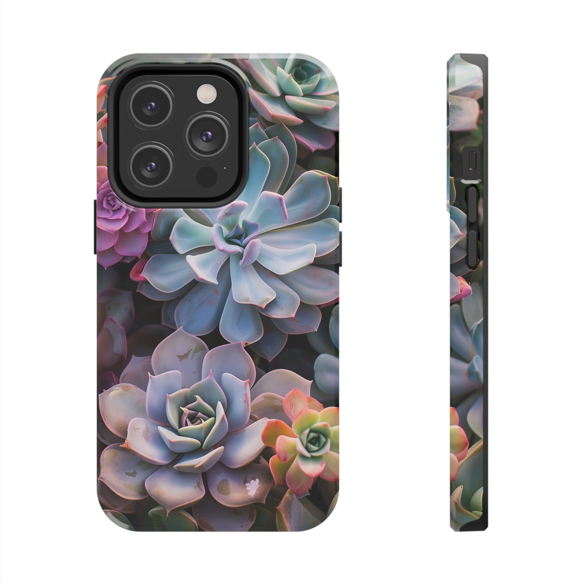 Pastel Succulent Flower Design Durable Phone Case - Tough Protection for iPhones