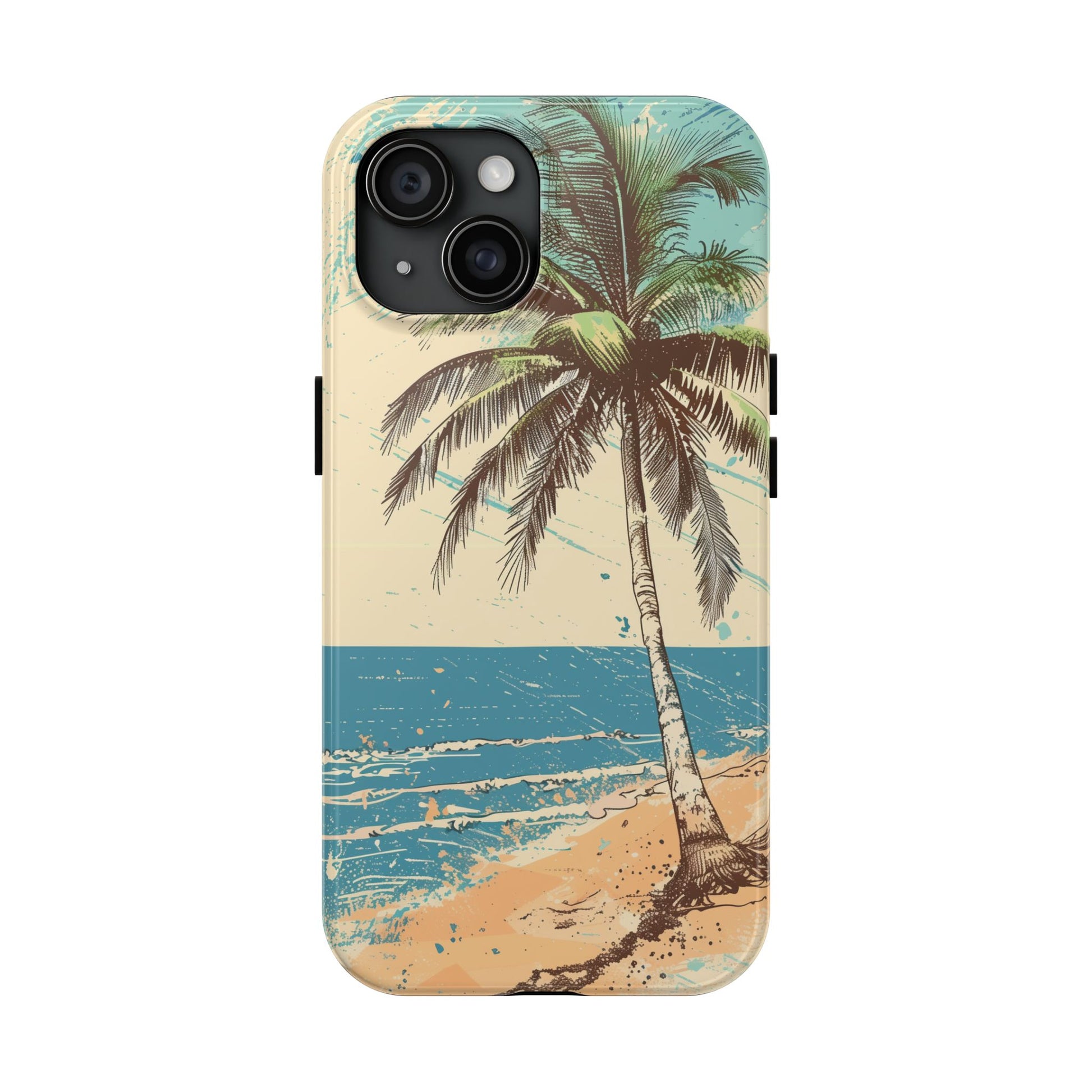 Retro Beach Scene Phone Case, Vintage Tropical Ocean iPhone Case, Summer Beach Phone Cover for iPhone, iphone 15 pro max