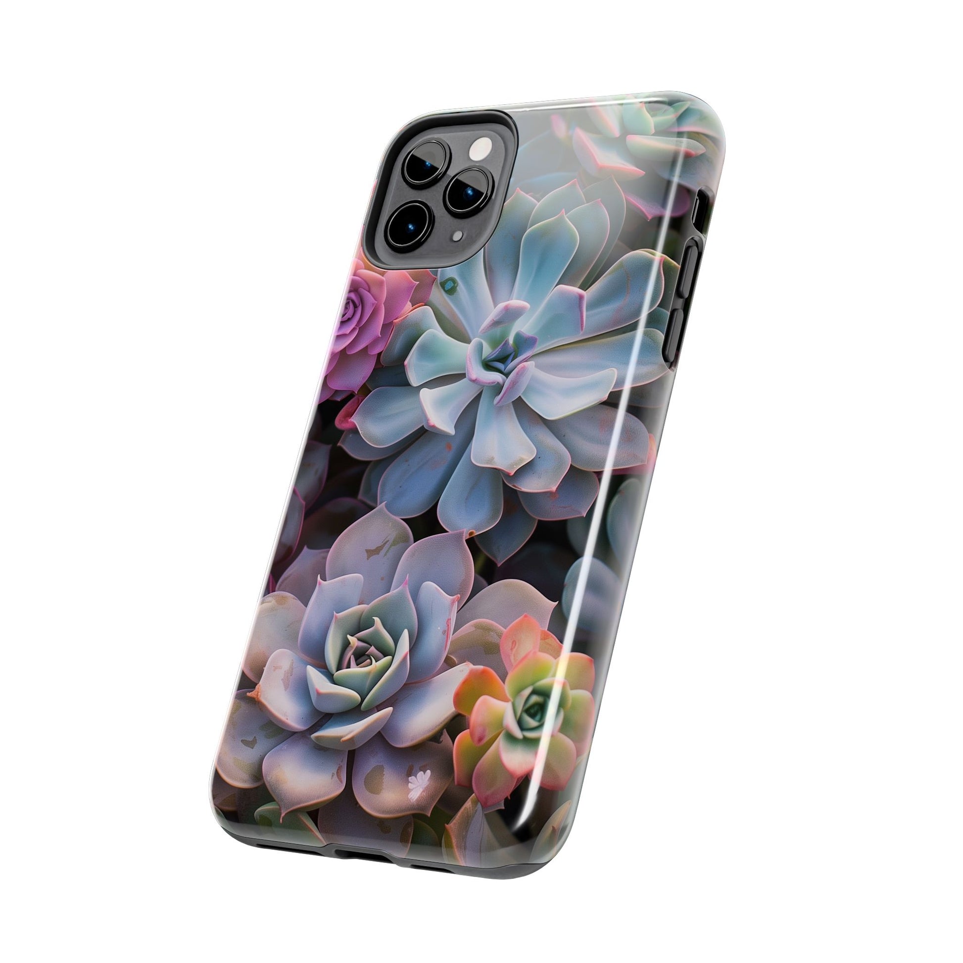 Pastel Succulent Flower Design Durable Phone Case - Tough Protection for iPhones