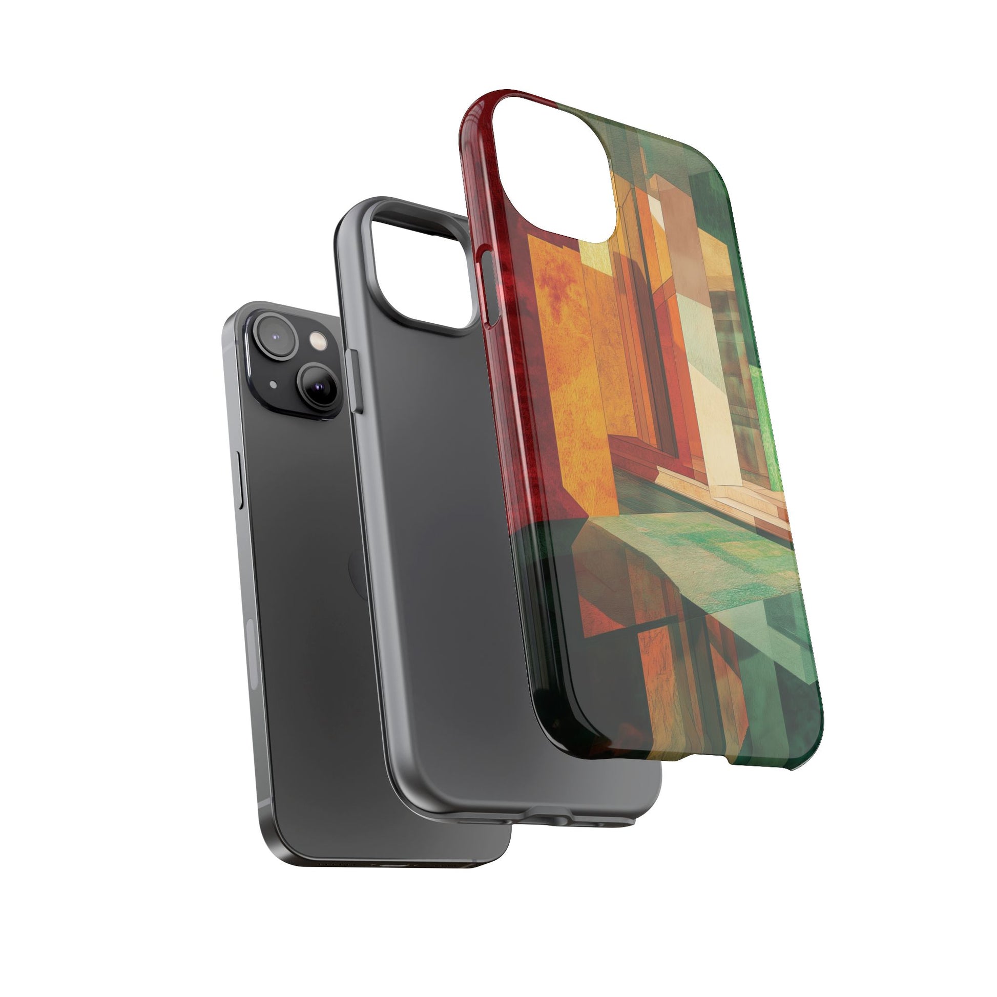 Art Deco Frank Lloyd Wright Inspired Usonian Phone Case Geometric Stained Glass Art Deco Marble Gold 13 14 15 16 iPhone Pro Max Galaxy Pixel