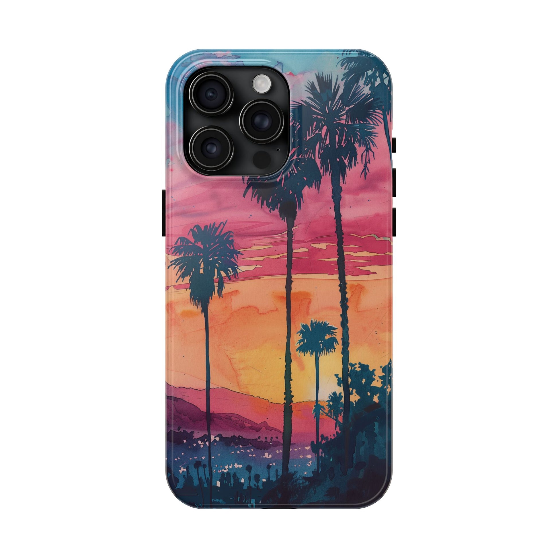 Los Angeles Sunset iPhone Case, Golden Hour Scenic View, Hollywood Hills Sunset Phone Case, Palm Trees Phone Case, iphone 15 pro max case