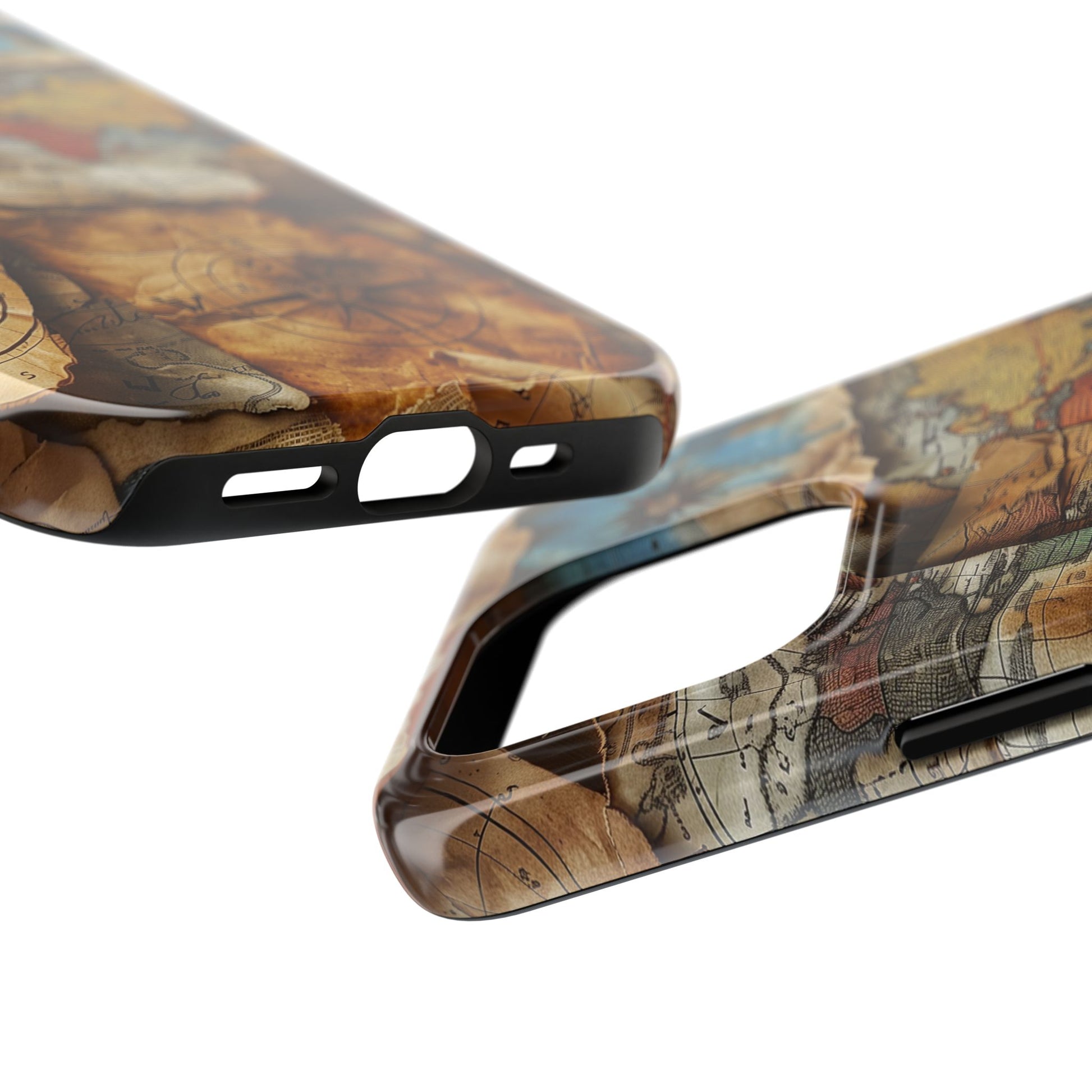 Double Layer Map Phone Case - Protective Phone Case Vintage Map Design - Durable Dual Layer Case with Map Print - Travel Inspired Phone Case
