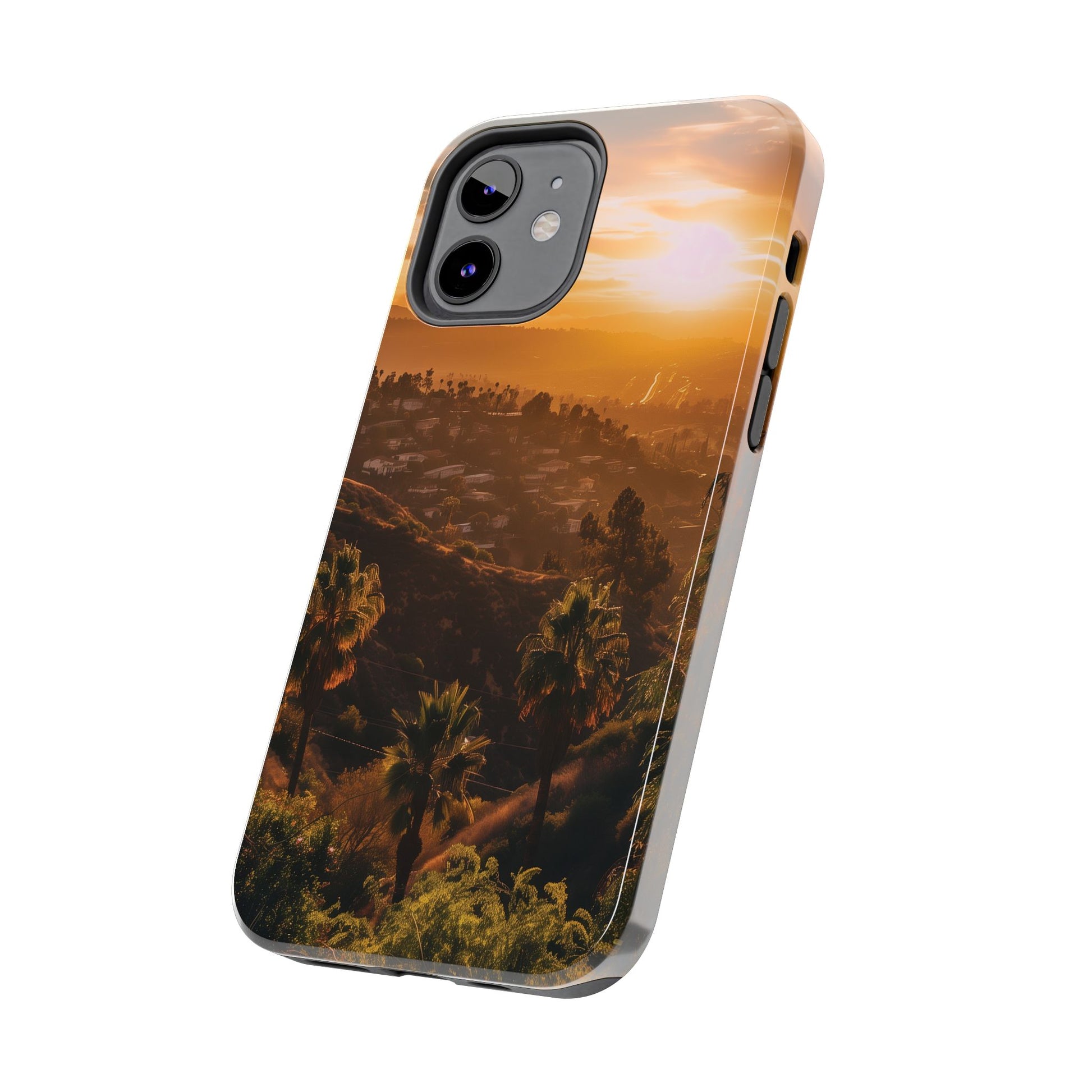 Los Angeles Sunset iPhone Case, Golden Hour Scenic View, Hollywood Hills Sunset Phone Case, Palm Trees Phone Case, iphone 15 pro max case