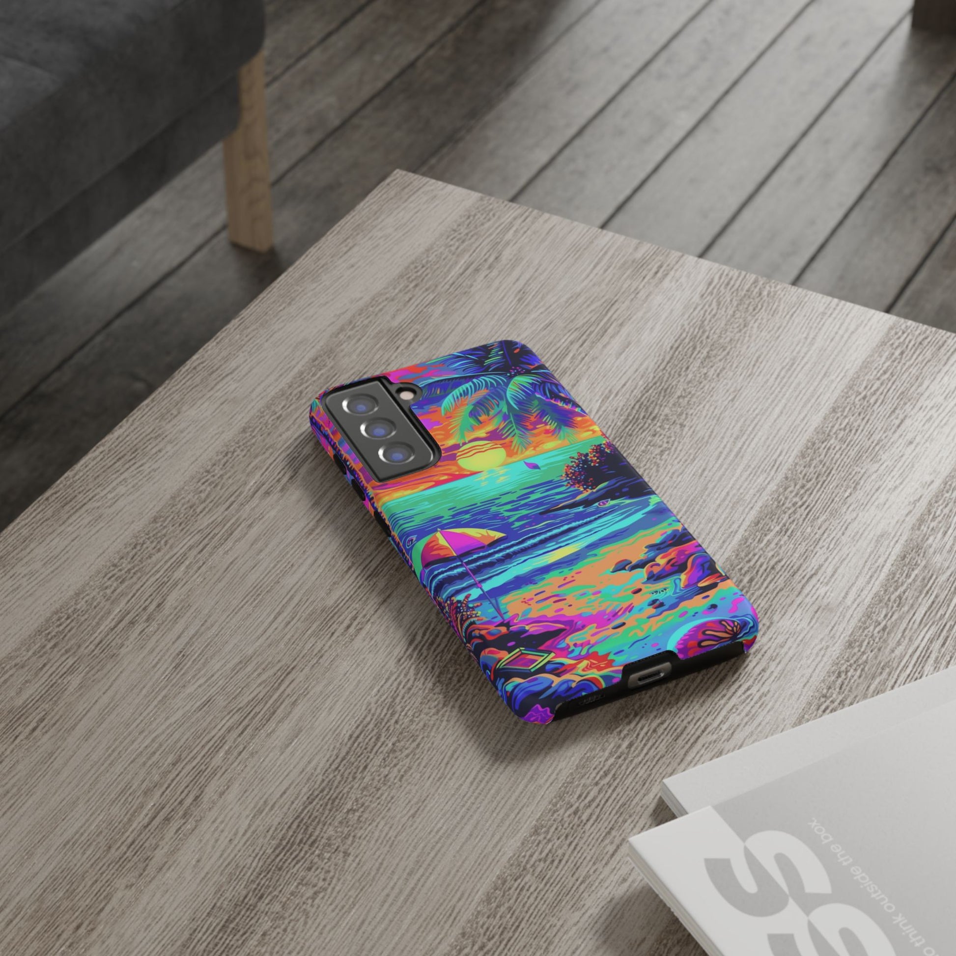 Beach Bliss: Durable Android Phone Case with Lisa Frank Style