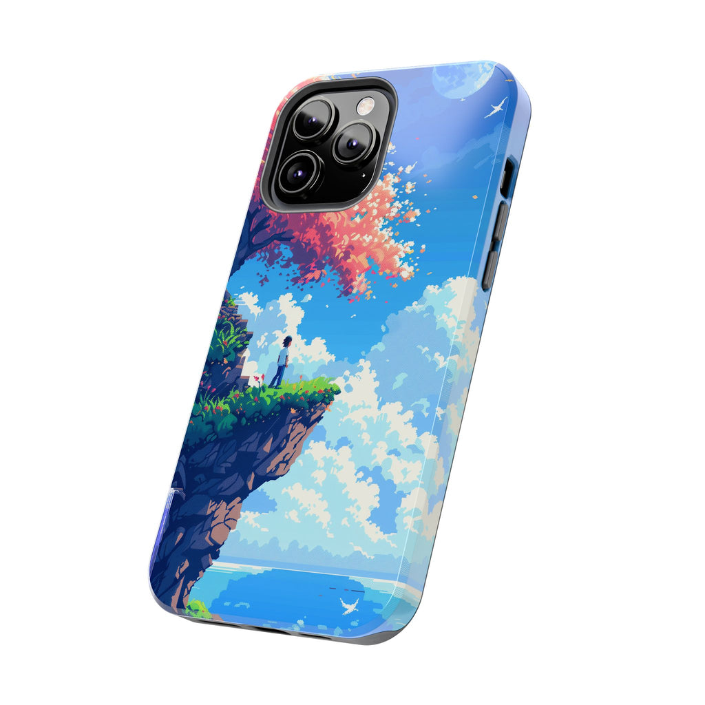 Pixel Art Video Game Landscapes Phone Case, Retro Gaming Pixelated Design, Geeky Gamer Phone Cover, Unique Video Game Art Accessories