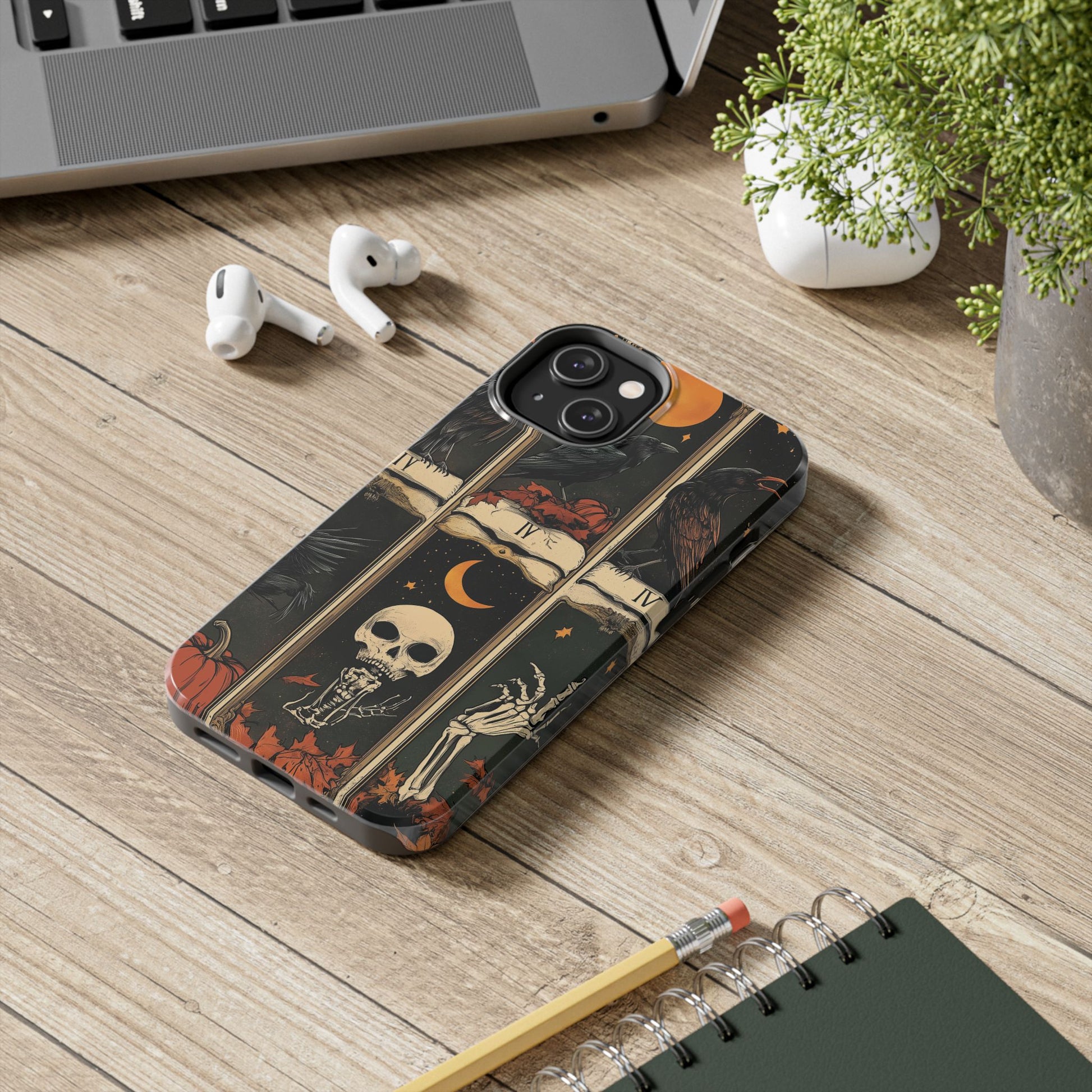 Tarot Card Mystical Phone Case Psychic The Crow Dark Academia Halloween Gothic Phone Case Street iPhone 15 Pro Max Samsung Galaxy A
