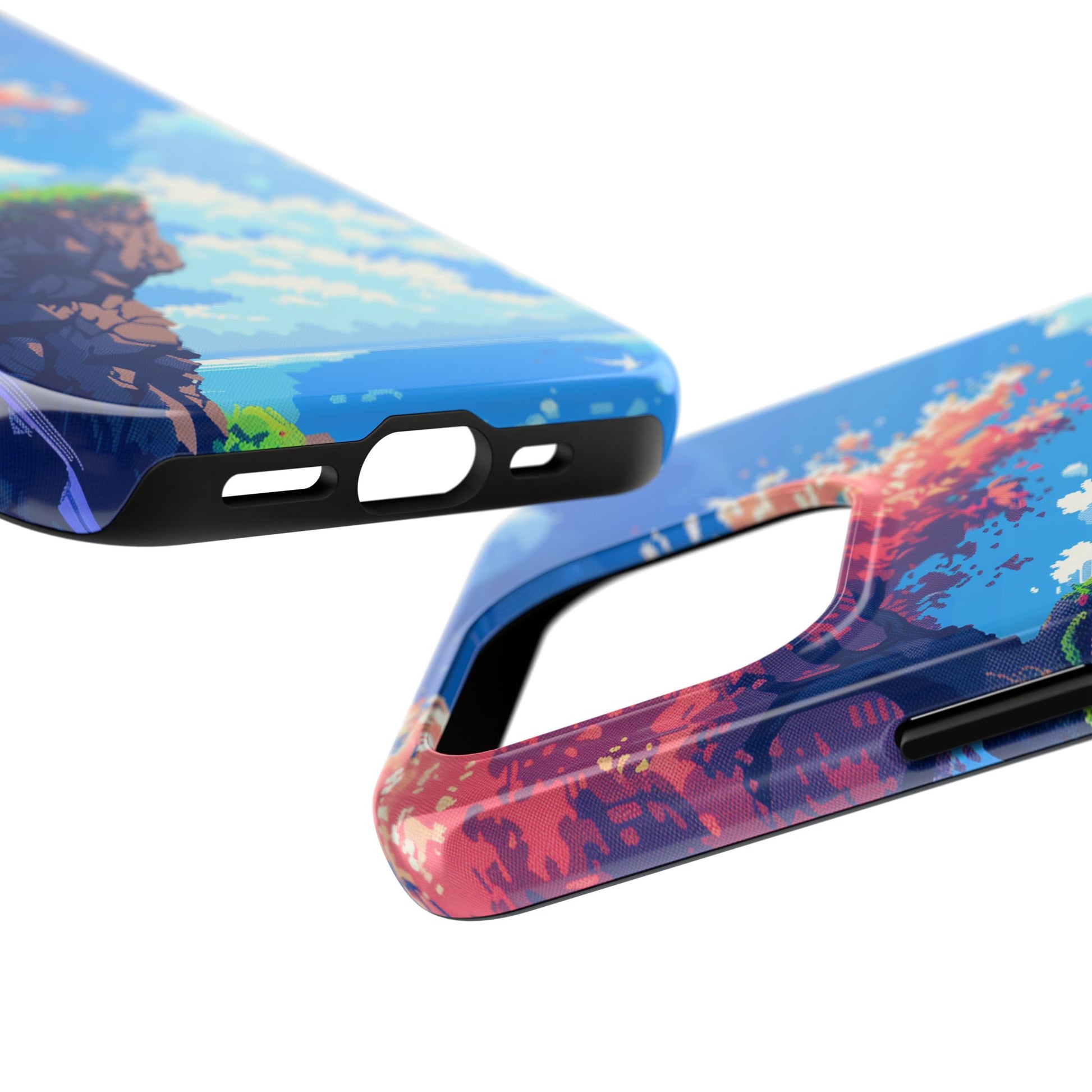 Pixel Art Video Game Landscapes Phone Case, Retro Gaming Pixelated Design, Geeky Gamer Phone Cover, Unique Video Game Art Accessories