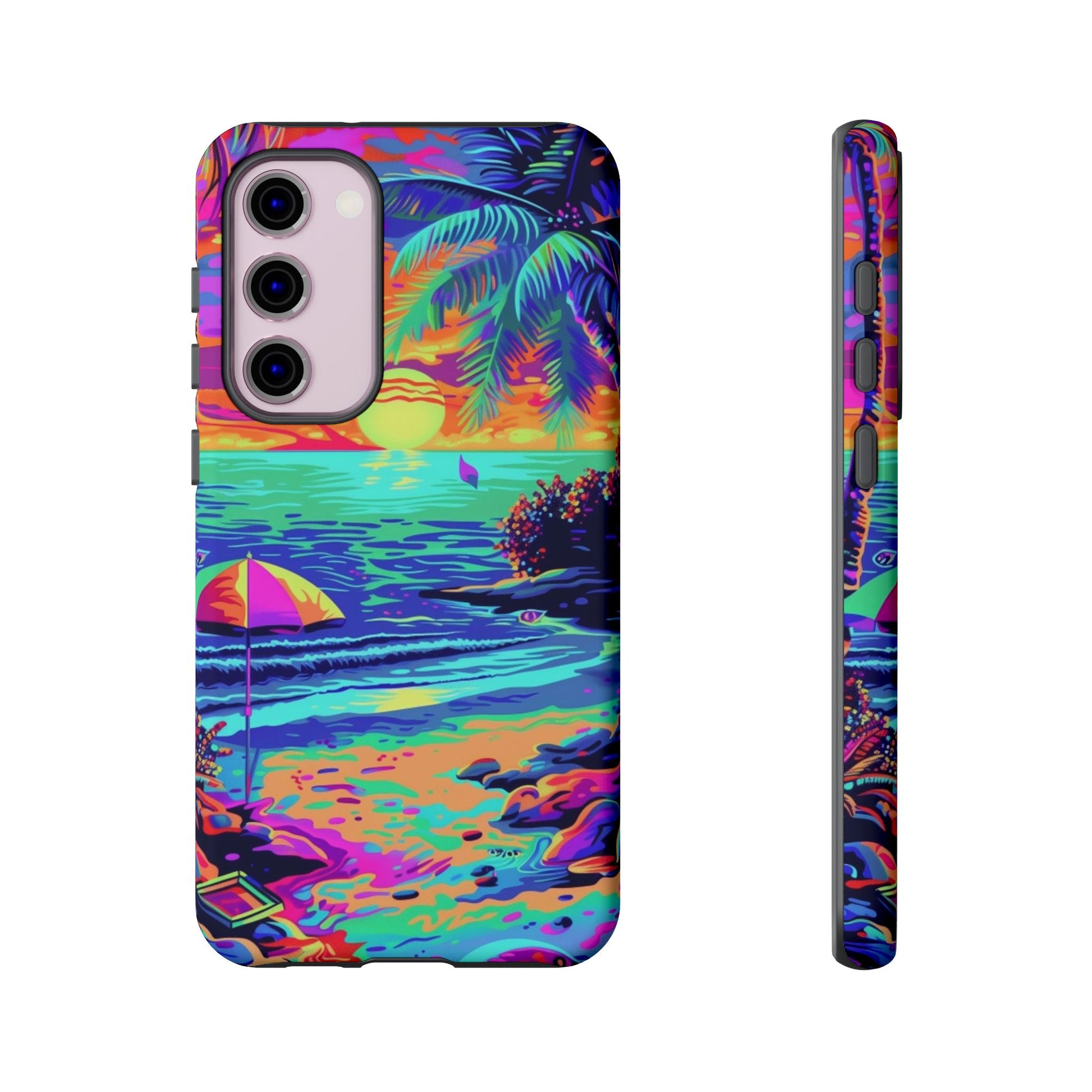 Beach Bliss: Durable Android Phone Case with Lisa Frank Style