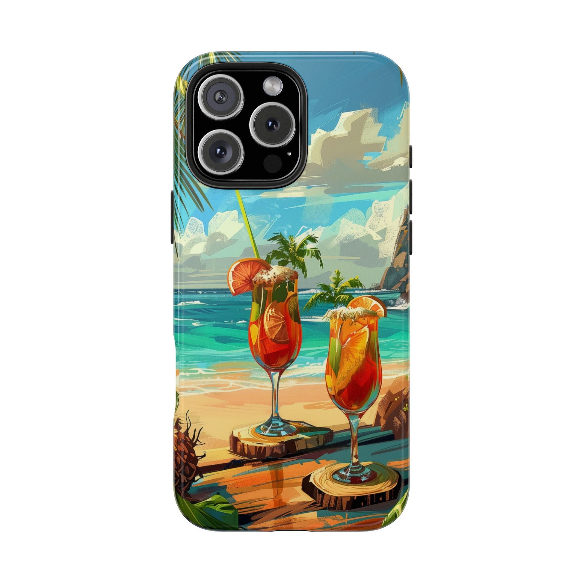 Retro Beach Scene Phone Case, Vintage Tropical Ocean iPhone Case, Summer Beach Phone Cover for iPhone, iphone 15 pro max