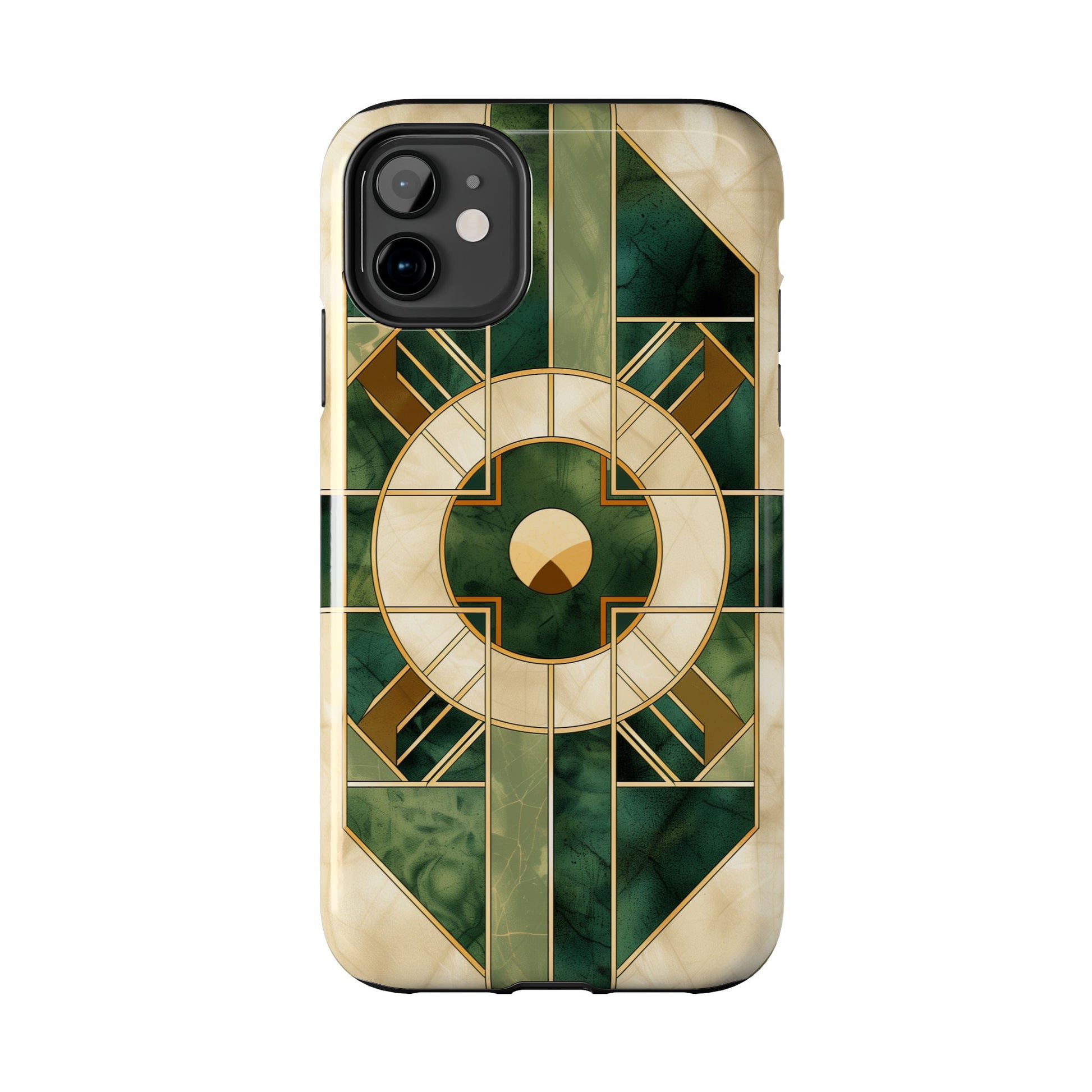 Green Frank Lloyd Wright Inspired Phone Case - Geometric Elegance for iPhone Models
