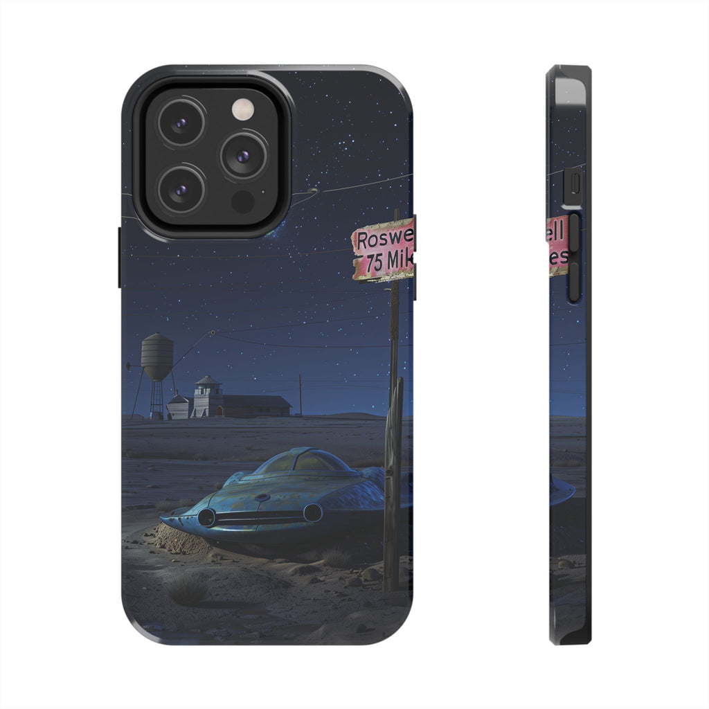 UFO Phone Case, Tough iPhone Case, Roswell UFO Crash Phone Case, Alien Invasion Design, Extraterrestrial iPhone Cover, Unique Sci-Fi Gift