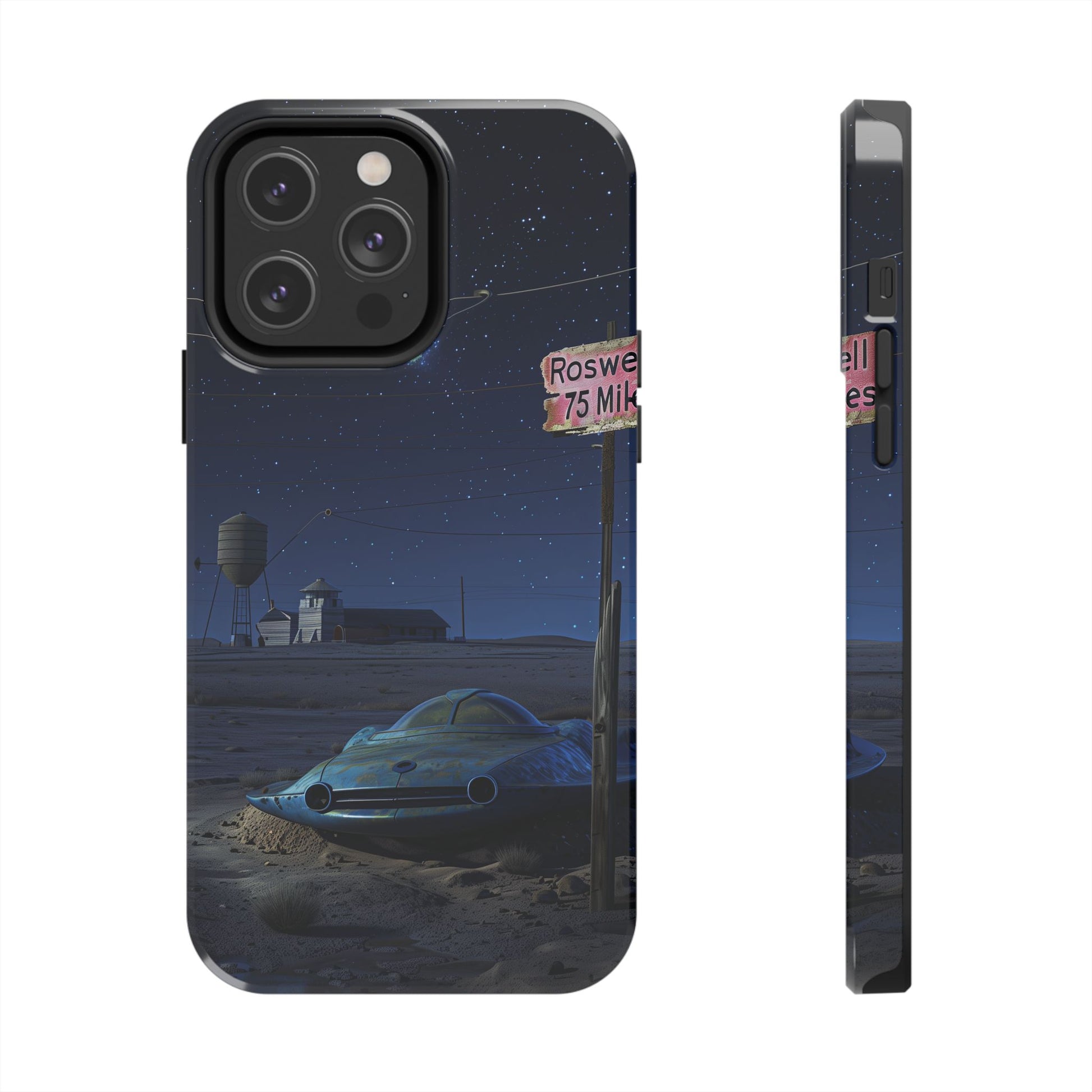 UFO Phone Case, Tough iPhone Case, Roswell UFO Crash Phone Case, Alien Invasion Design, Extraterrestrial iPhone Cover, Unique Sci-Fi Gift