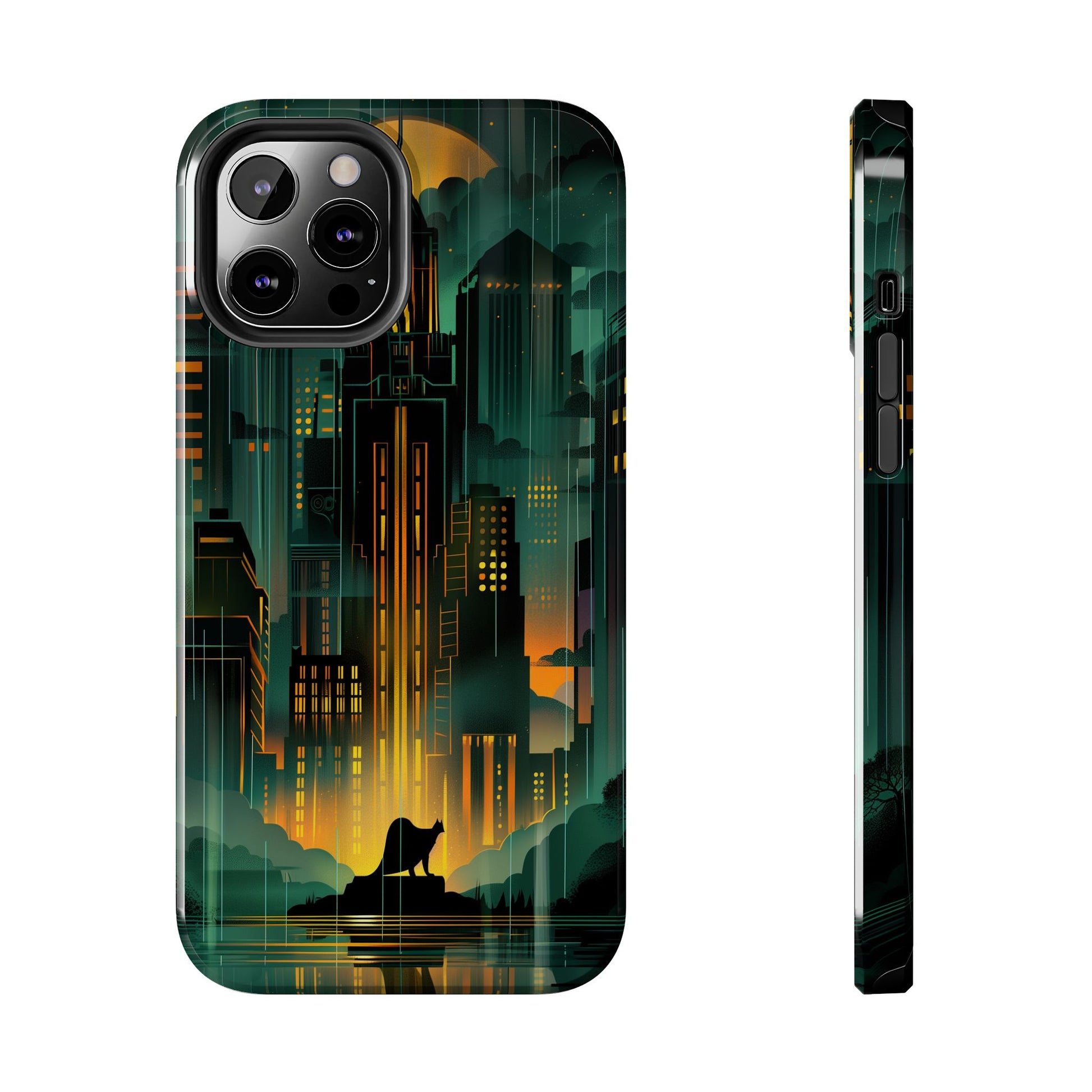 Nighttime Batman Phone Case - Gotham Art Deco Style - Noir Inspired Phone Cover - Dark Knight Accessory