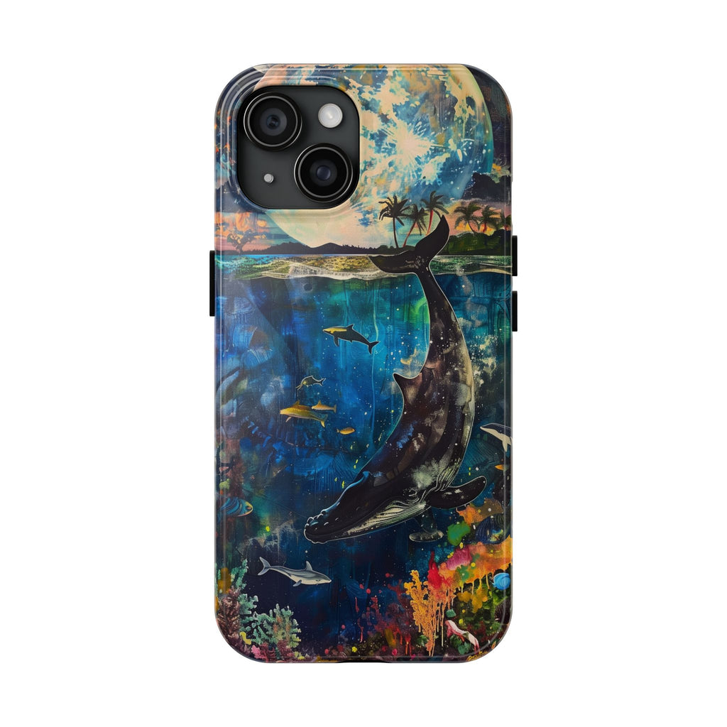Abstract Moonlit Whale Underwater Phone Case - Durable and Stunning Protective Cover