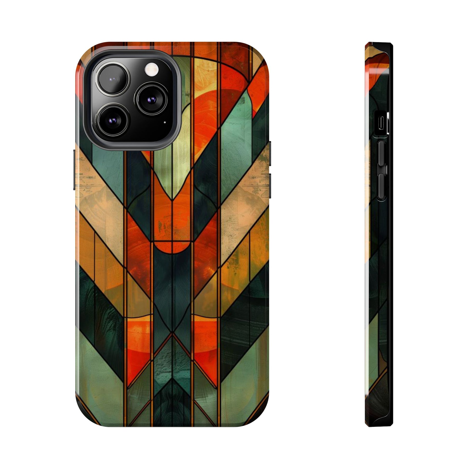 Noir Art Deco Colorful Stained Glass - Durable Dual Layer Iphone Case - Architect Phone Case