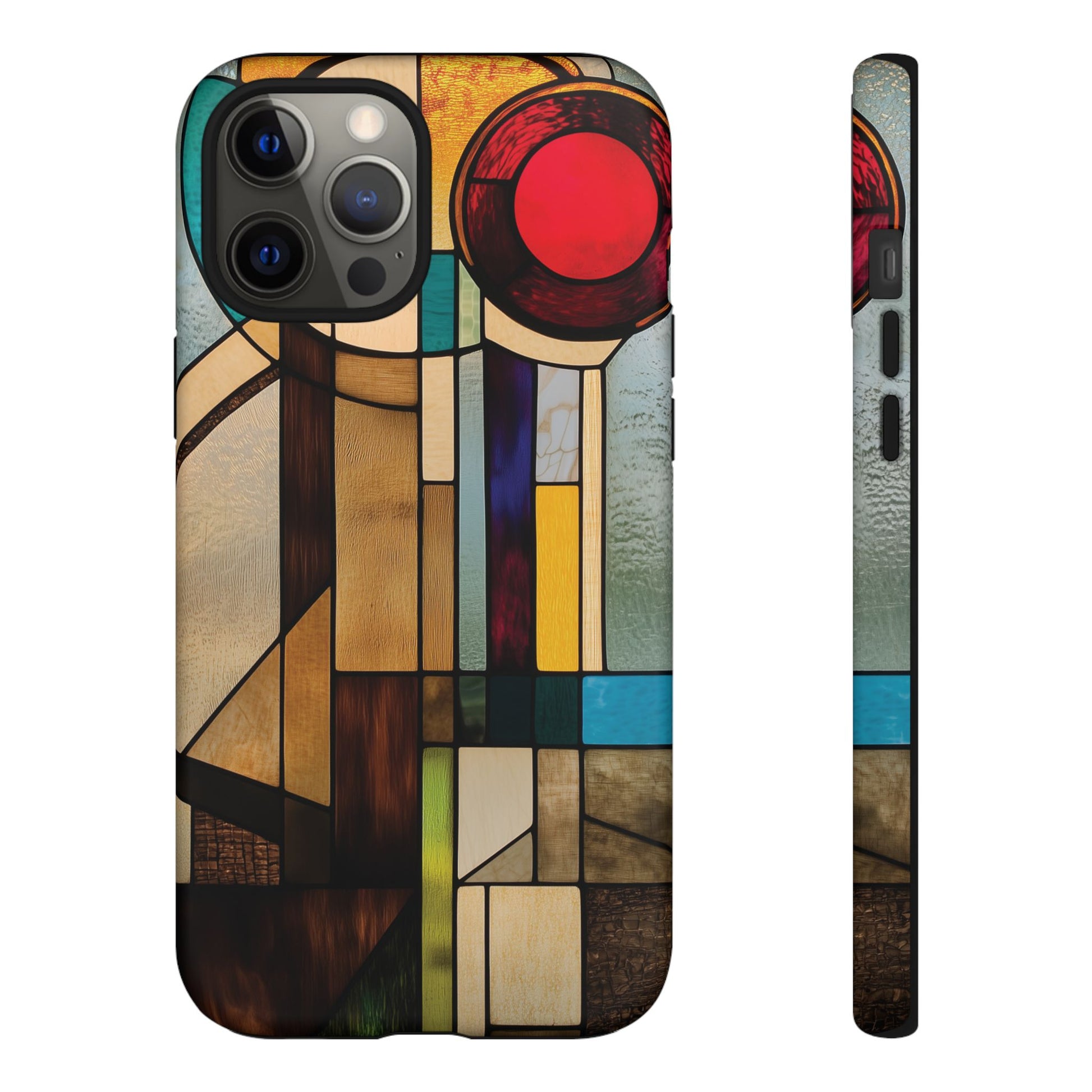 Stained Art Deco Glass Phone Case Frank Lloyd Wright Cottage Core Usonian Prairie Style Geometric Stylish  iPhone 14 15 16 Pro