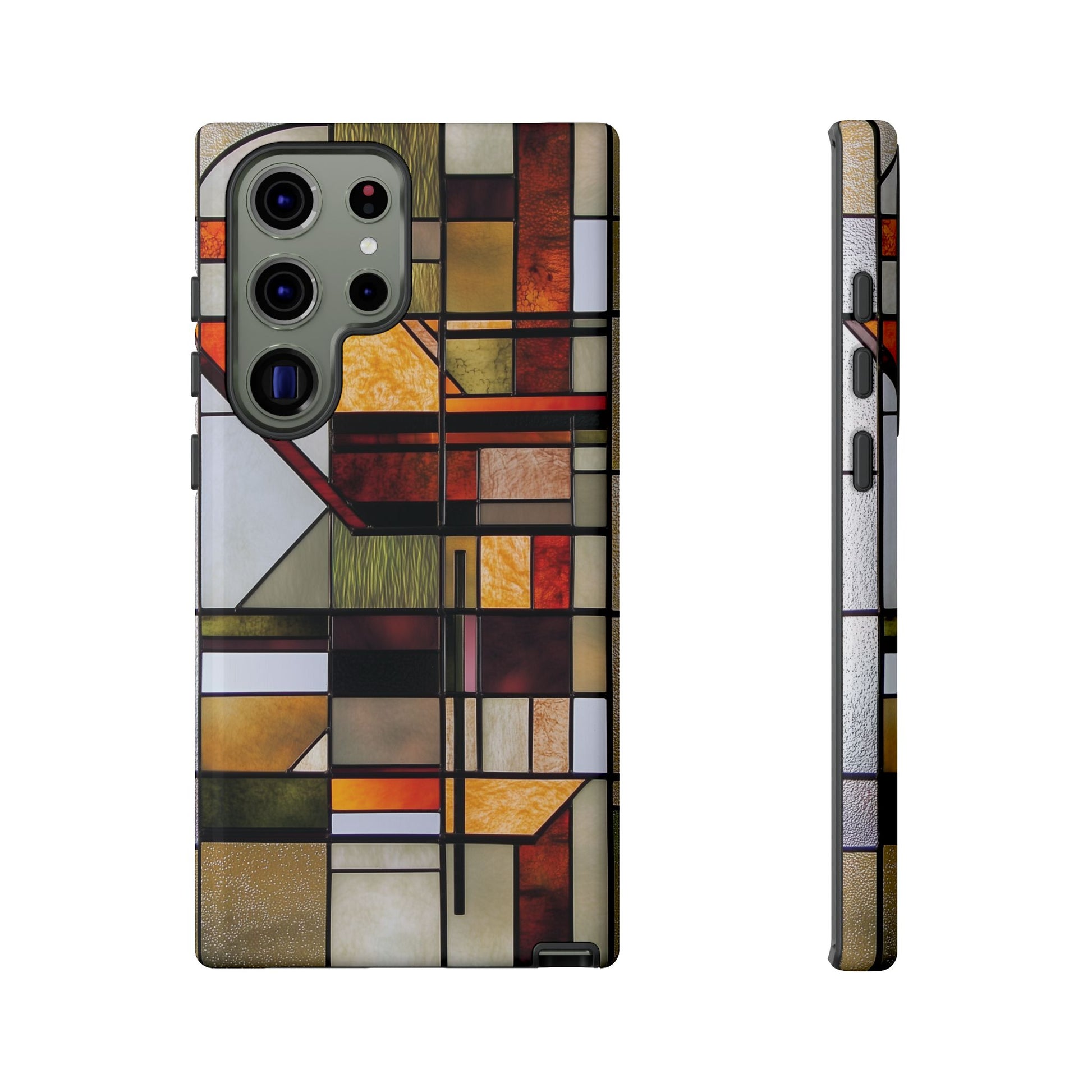 Stained Glass Phone Case Art Deco Frank Lloyd Wright Cottage Core Usonian Prairie Style Geometric Stylish  iPhone 14 15 16 Pro